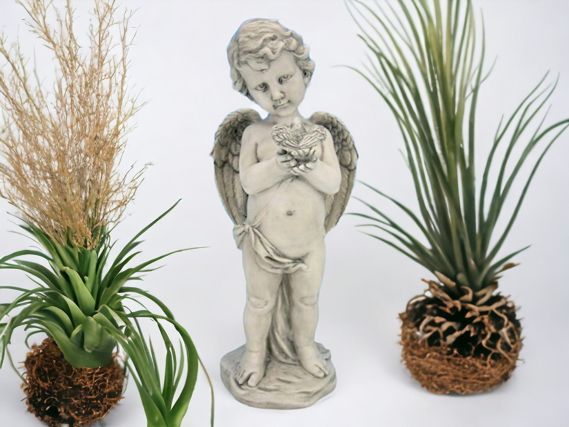 Cherubic Angel Statue with Bird - Serene Guardian Angel Figurine, Handcrafted Resin, Spiritual Home Decor, Peaceful Presence-Osiris Craftworks