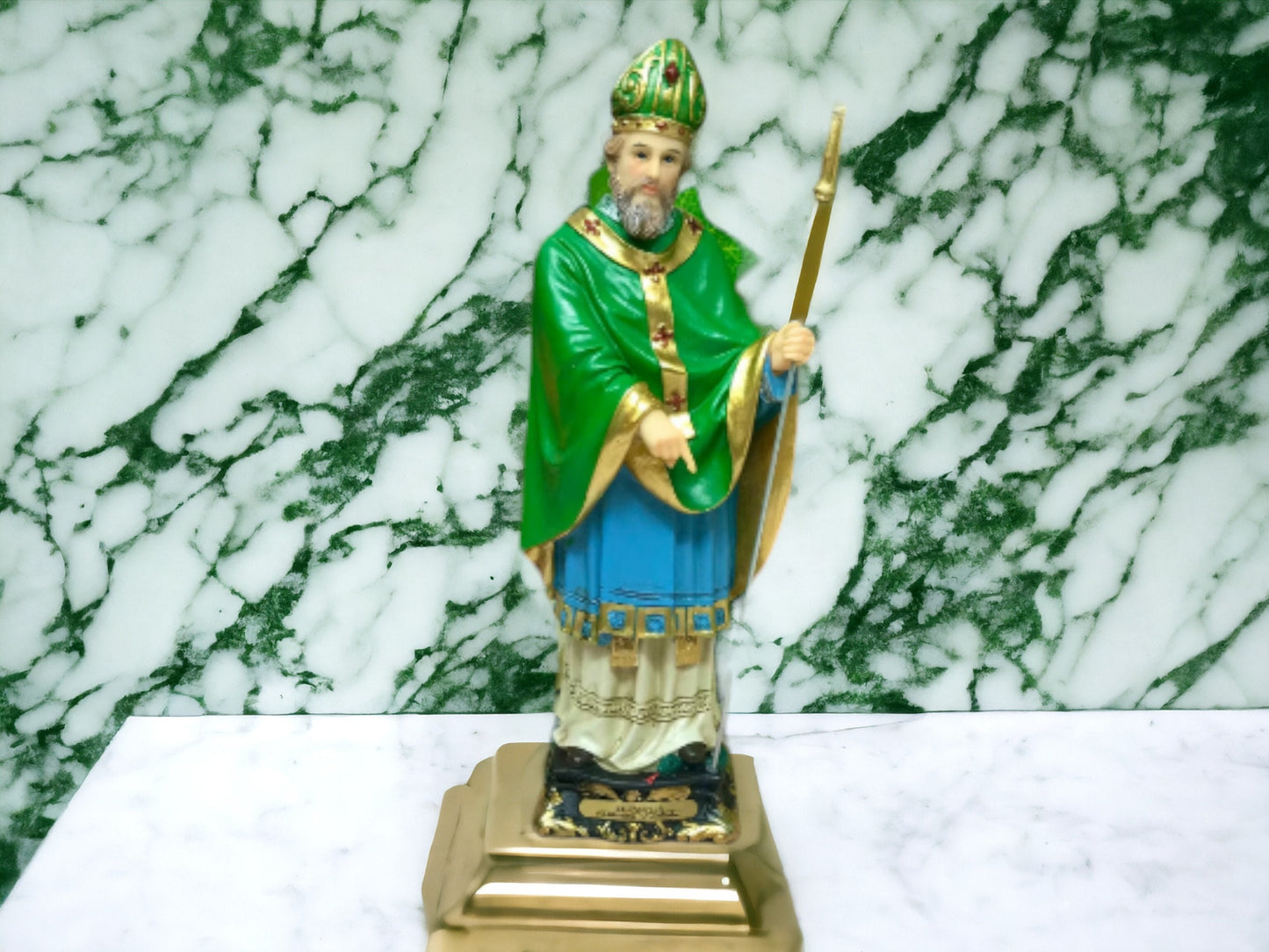 Enchanting Saint Patrick Irish Figurine - Exquisite Resin Catholic Statue for Faithful Devotion-Osiris Craftworks