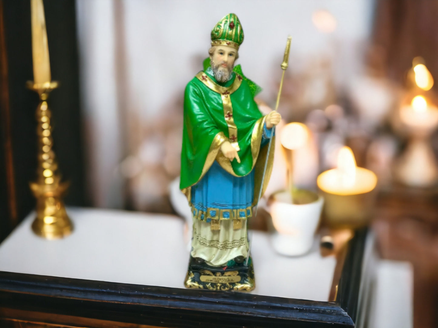 Enchanting Saint Patrick Irish Figurine - Exquisite Resin Catholic Statue for Faithful Devotion-Osiris Craftworks