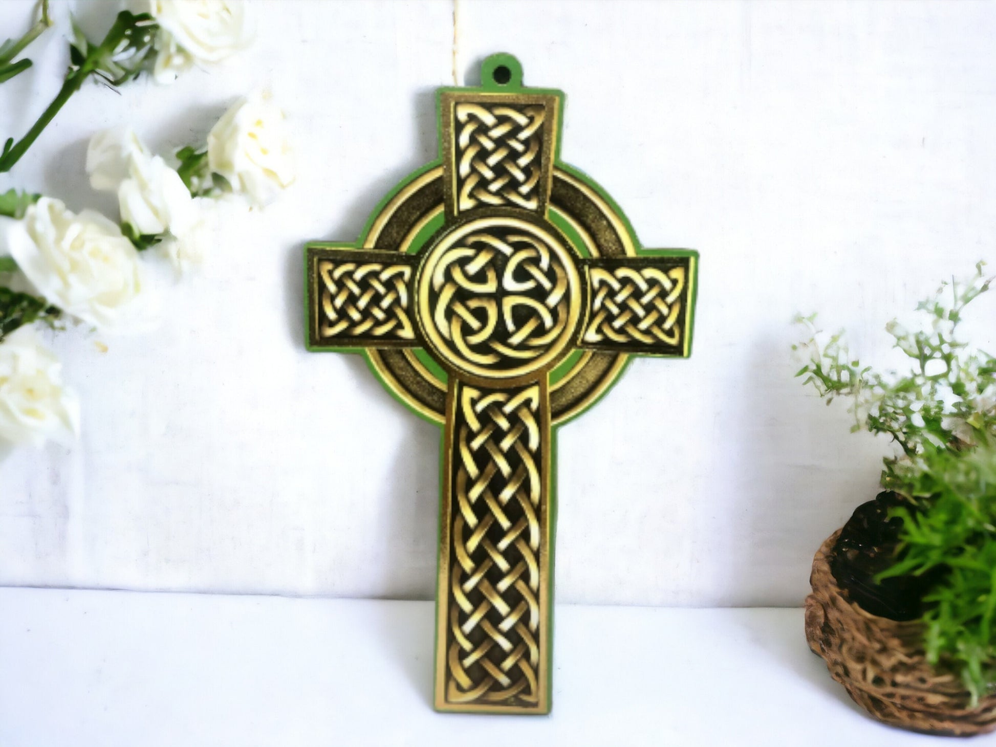 Rustic Celtic Cross Wall Ornament for a Touch of Religious Elegance and Tranquillity-Osiris Craftworks