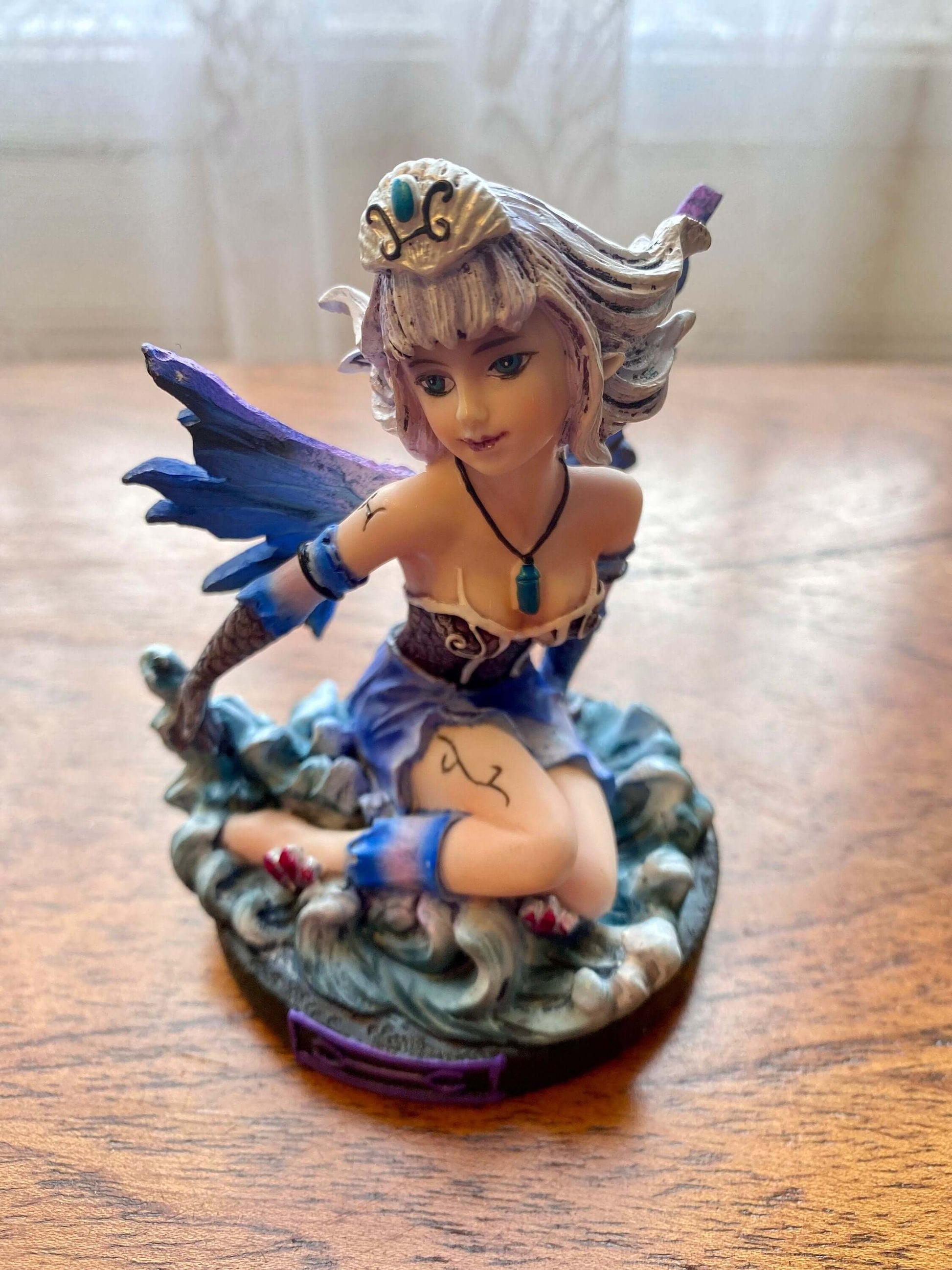 Enchanted Pisces Zodiac Fairy Figurine - Mystical Astrology Resin Statue, Nautical Fantasy Decor, Celestial Water Sign Collectible-Osiris Craftworks