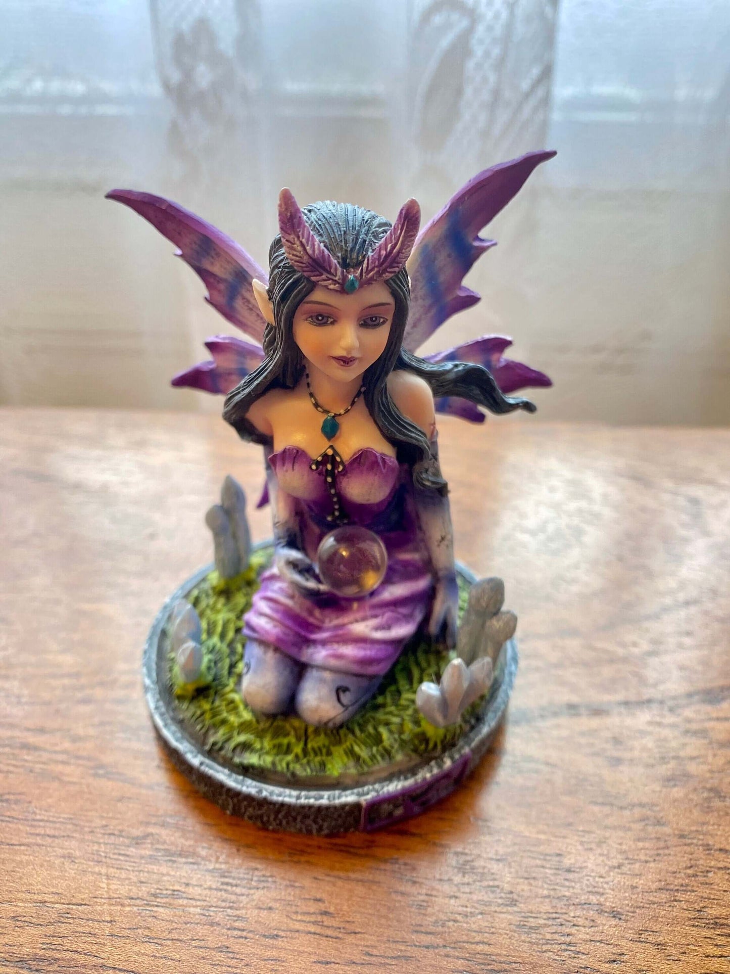 Enchanted Sagittarius Zodiac Fairy Statue - Mystical Purple Winged Fairy Figurine with Crystal Orb, Handcrafted Resin Decor, 9.5cm-Osiris Craftworks