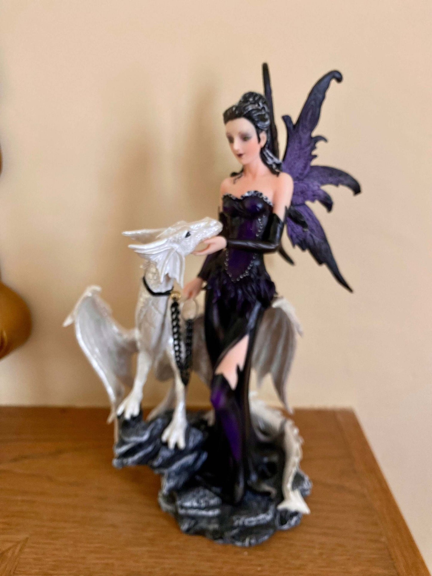 Mystical Fairy and Dragon Statue | Elegant Gothic Fantasy Figurine Resin | Enchanting Sorceress and Mythical Beast Sculpture | Magic Decor-Osiris Craftworks