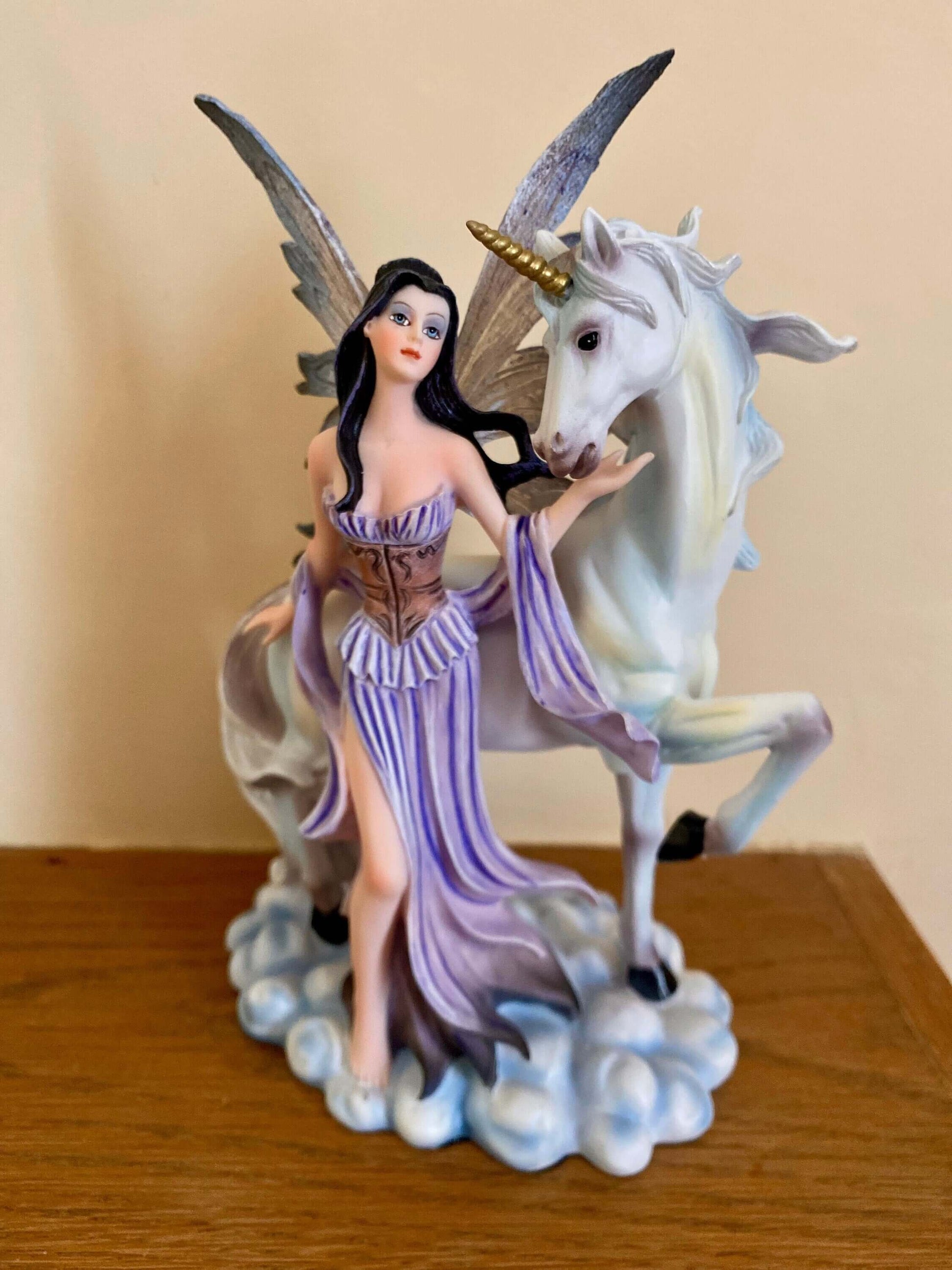 Enchanted Resin Fairy and Unicorn Statue - Mystical Figurine, Whimsical Home Decor, Magical Fantasy Art, Collectible Sculpture-Osiris Craftworks