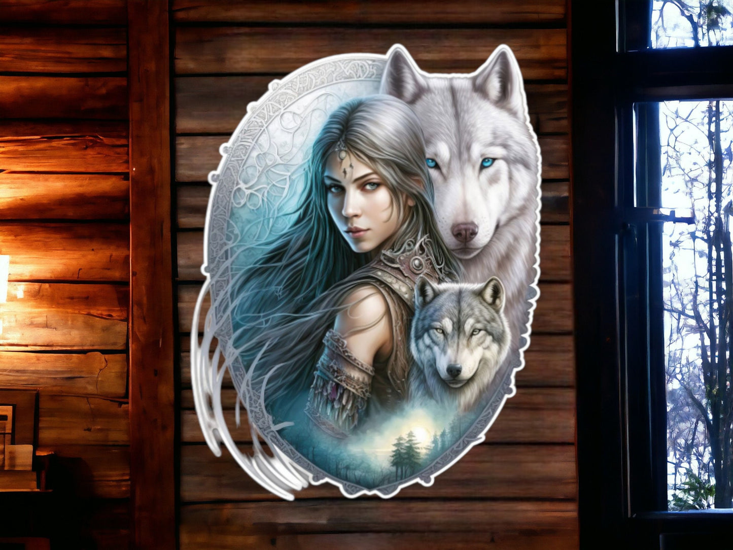 Queen of The Wolves Maiden and Her Wolf Companions Handcrafted Metal Plaque Man Cave Decoration Summer House Decor Garage Shed-Osiris Craftworks