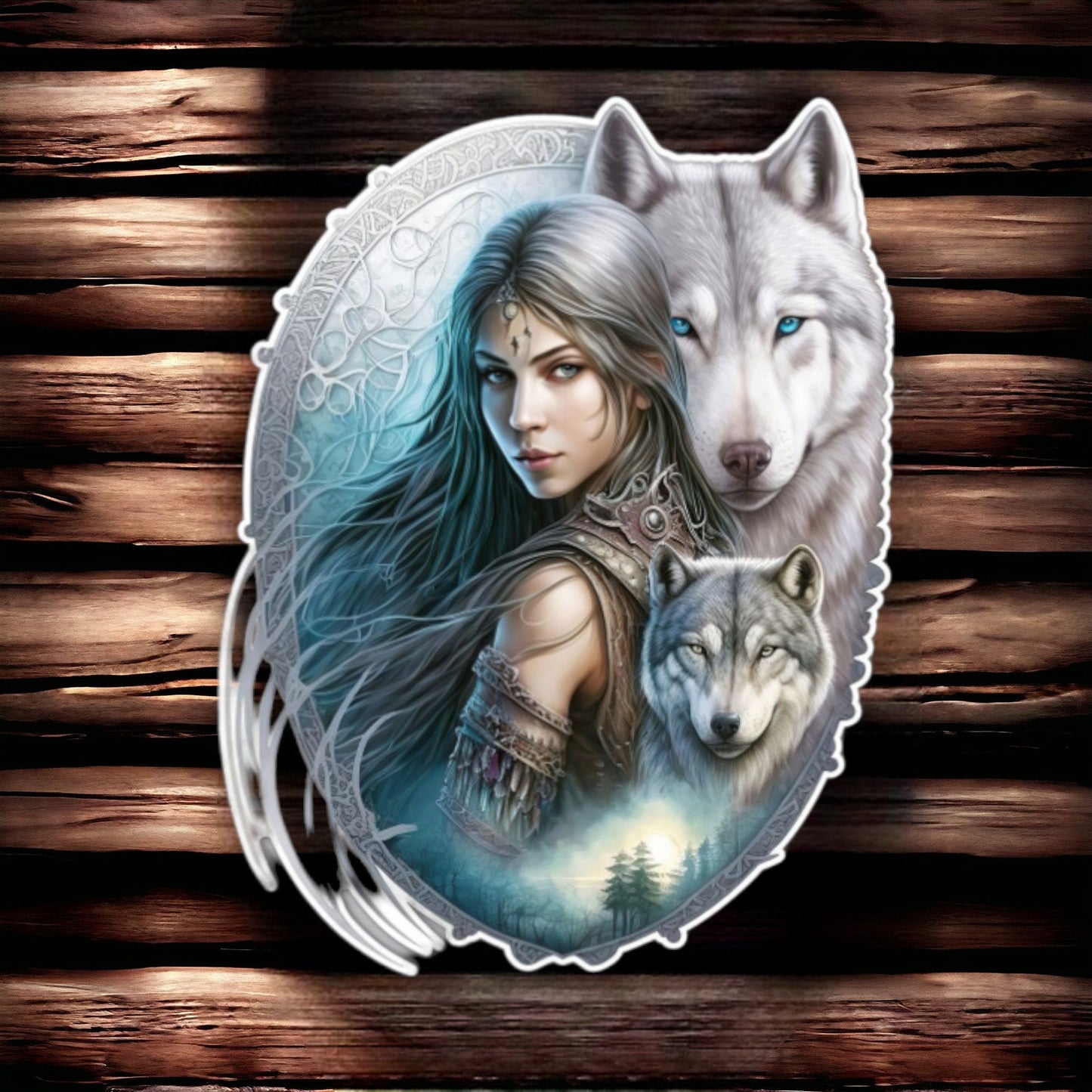 Queen of The Wolves Maiden and Her Wolf Companions Handcrafted Metal Plaque Man Cave Decoration Summer House Decor Garage Shed-Osiris Craftworks