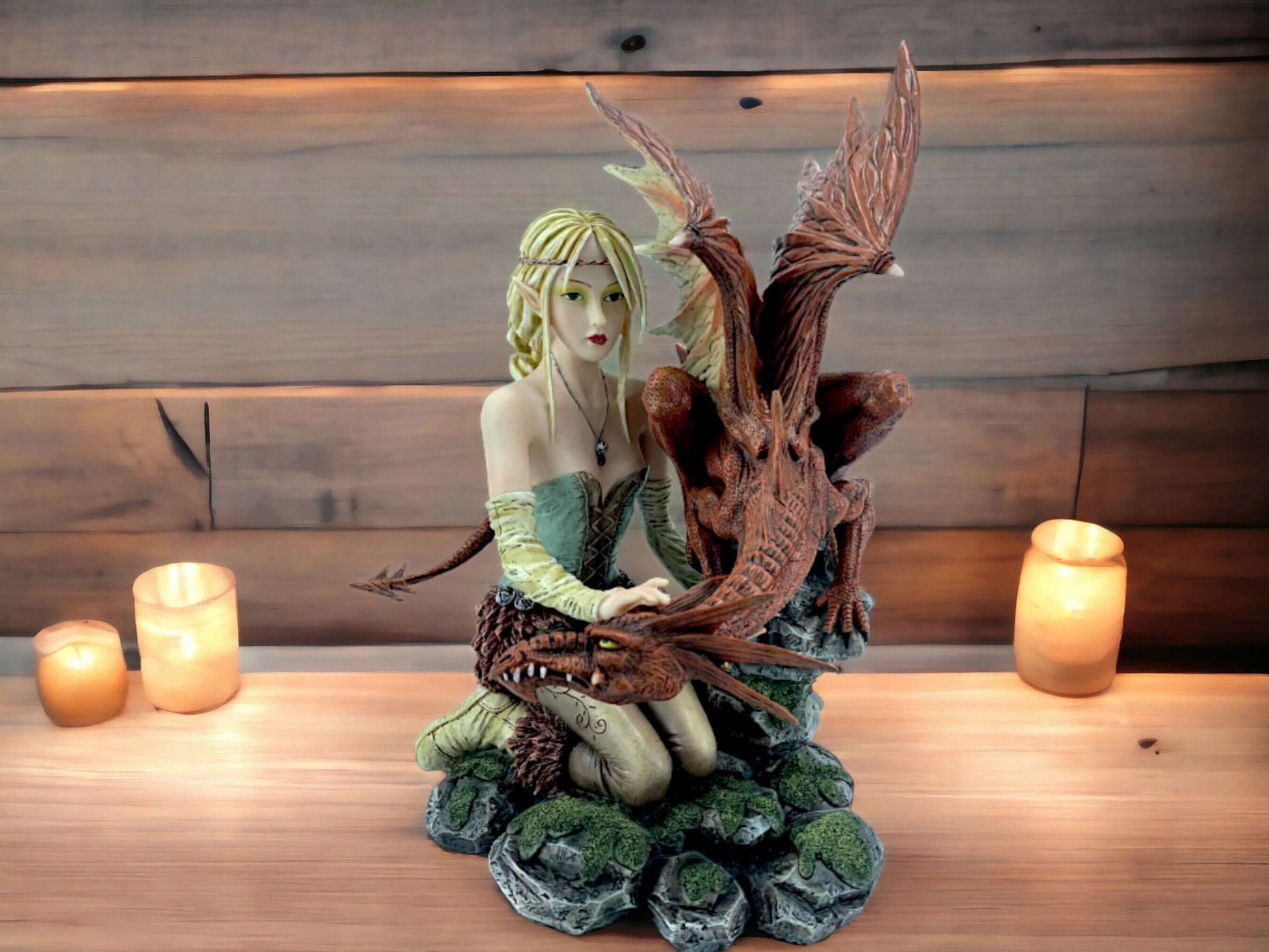 Mystic Guardian Fairy and Dragon Statue - Enchanted Forest Resin Sculpture, Fantasy Collectible Figurine, Trendy Home Accent-Osiris Craftworks