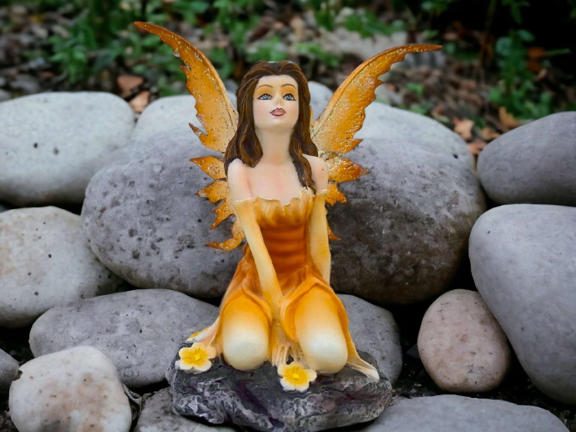 Golden Autumn Fairy Resin Figurine - Sparkling Winged Enchantress Decor, Fantasy Collector's Piece-Osiris Craftworks