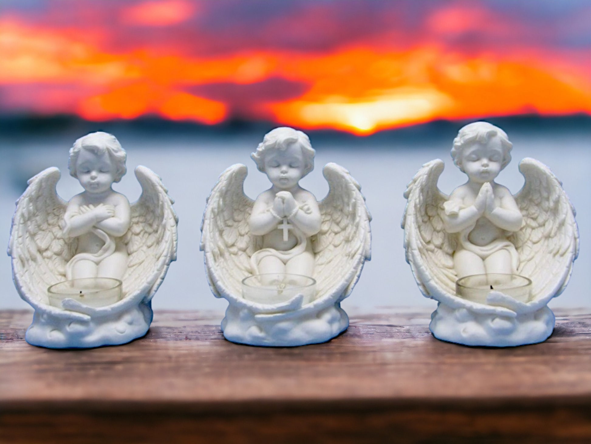 Divine Elegance Angel Cherubs Trio - Resin Crafted Candle Holders for Serene Home Decor, Spiritual Ambiance, and Thoughtful Gifting-Osiris Craftworks