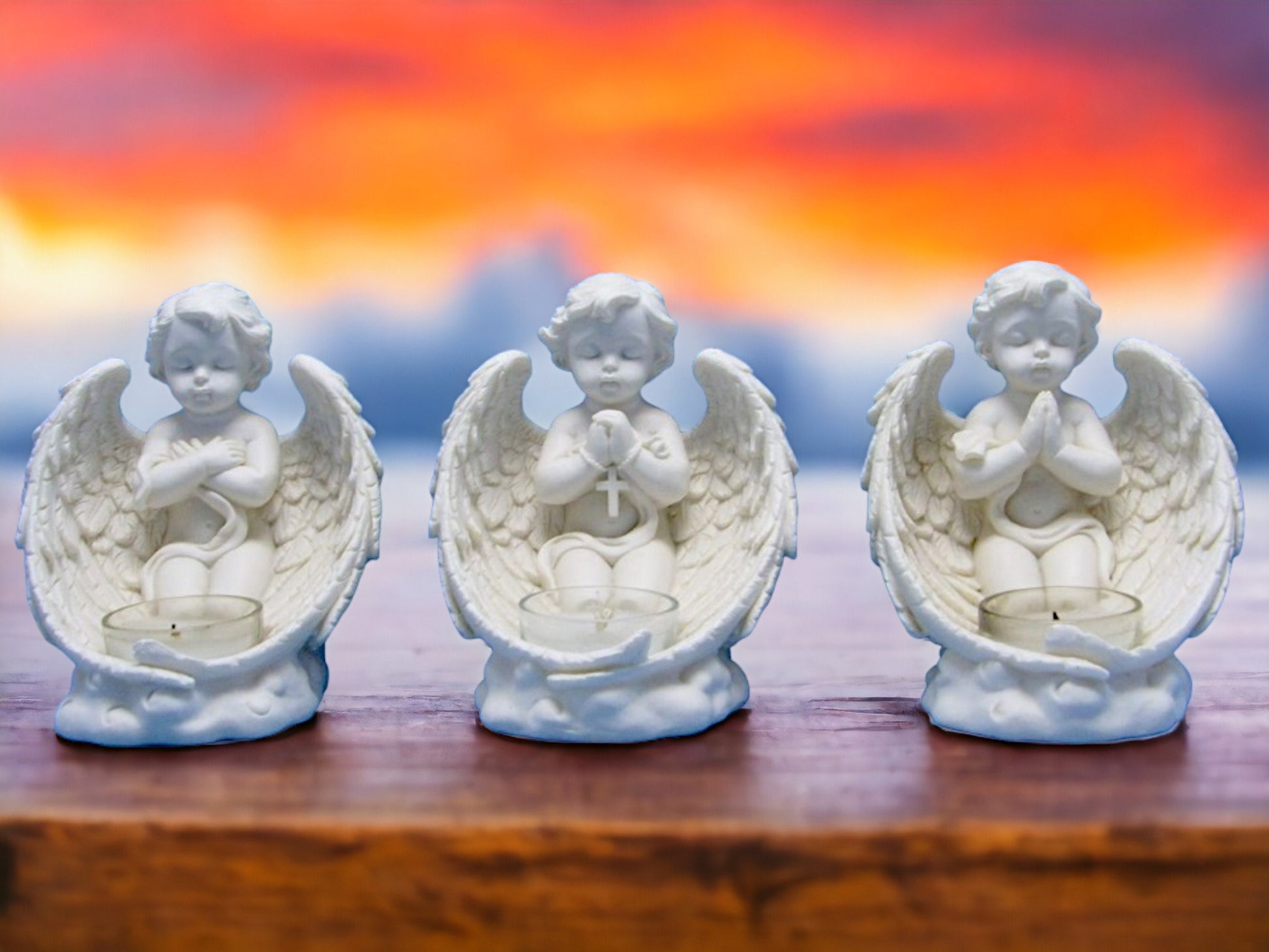 Divine Elegance Angel Cherubs Trio - Resin Crafted Candle Holders for Serene Home Decor, Spiritual Ambiance, and Thoughtful Gifting-Osiris Craftworks