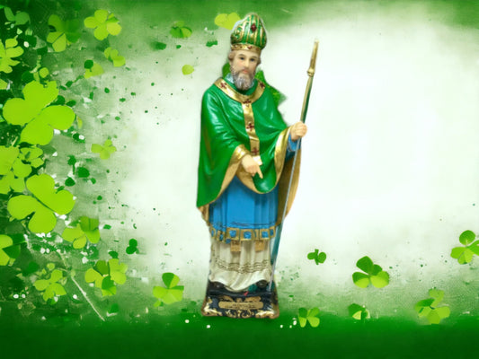 Enchanting Saint Patrick Irish Figurine - Exquisite Resin Catholic Statue for Faithful Devotion-Osiris Craftworks