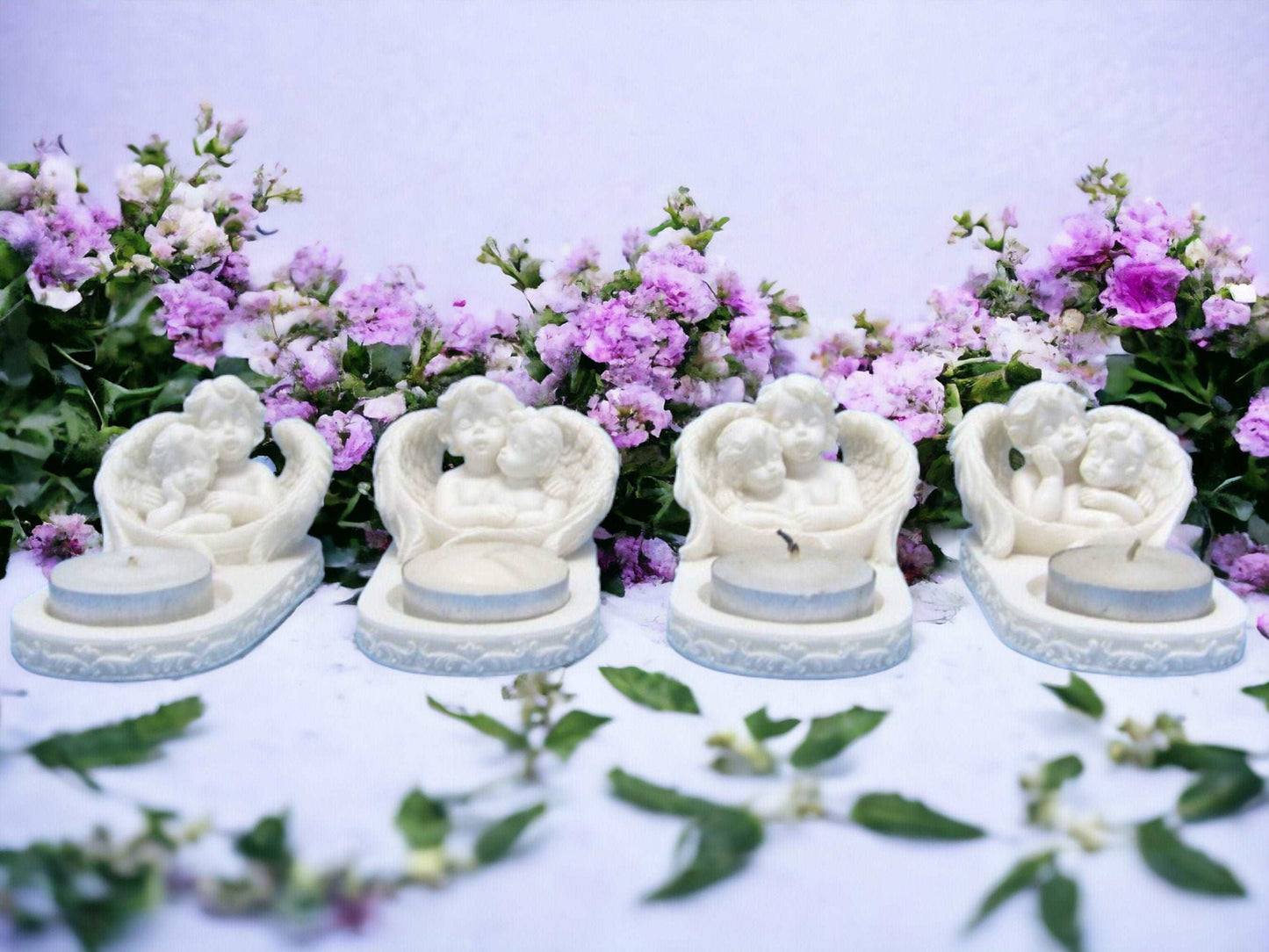 Angelic Cherubs Resin Candle Holder Set - 4 Piece Cherubic Ensemble - Serene Decor and Illumination for Home-Osiris Craftworks