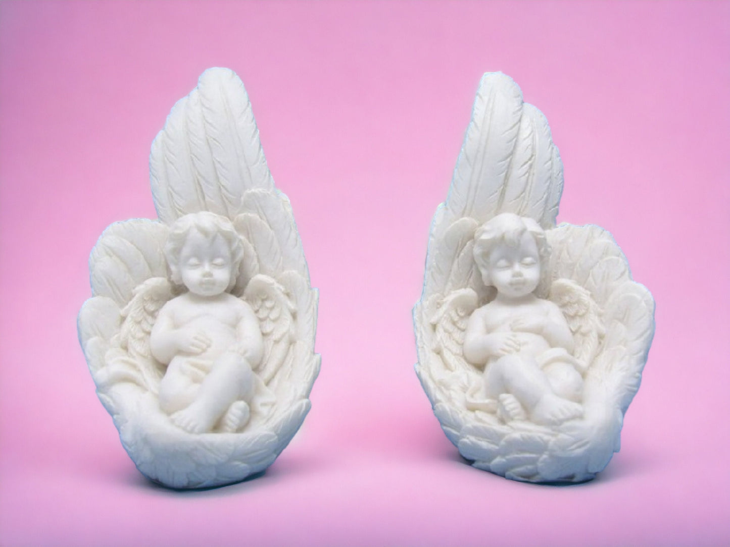 Slumbering Seraphs - Pair of Resin Cherub Figurines, Angelic Resin Decor, Tranquil Nursery Embellishments, Heavenly Statuettes-Osiris Craftworks