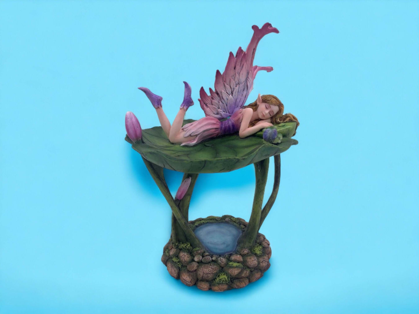 Enchanted Water Lily Fairy Figurine, Handcrafted Resin Pixie Sculpture, Tranquil Garden Fairy Decor, Whimsical Home Accent-Osiris Craftworks