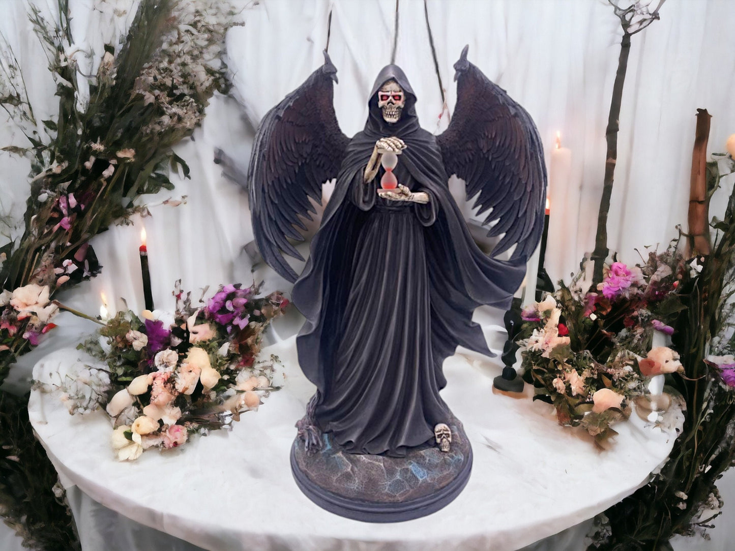 Ominous Angel of Death Statue - Spectral Reaper with Wings - Gothic Art Figure - Mysterious Dark Decor - Supernatural Guardian Sculpture-Osiris Craftworks