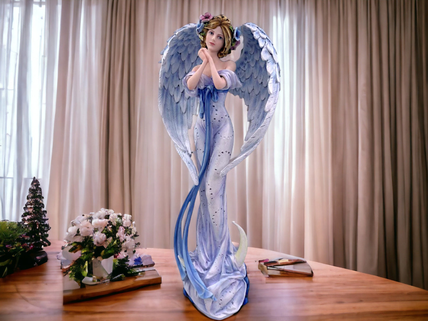 Serene Angelic Grace Statue | Handcrafted Resin Angel with Detailed Wings | Ethereal Home Decor | Peaceful Celestial Figure-Osiris Craftworks