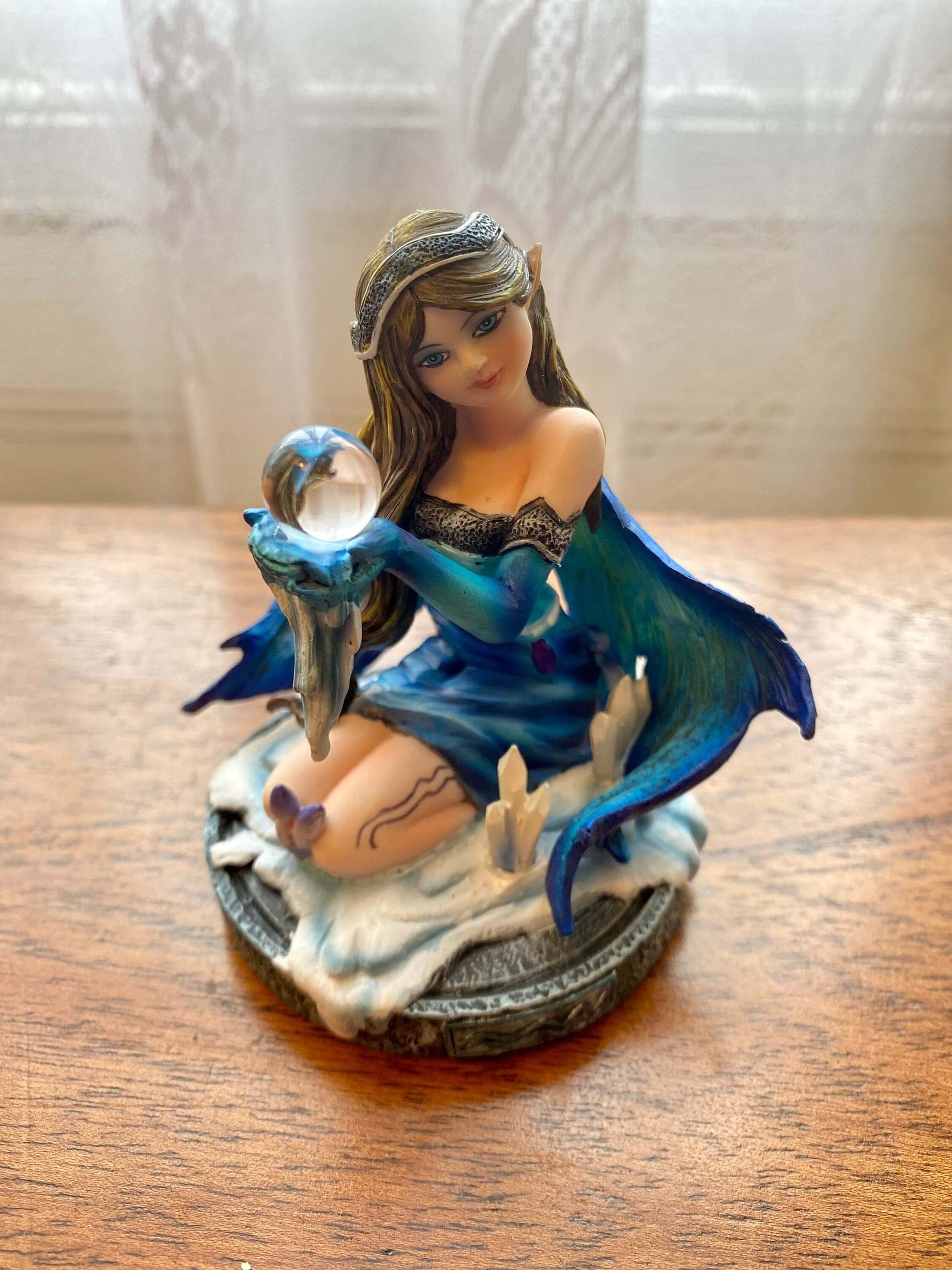 Enchanting Aquarius Zodiac Fairy Figurine – Mystical Resin Fairy with Crystal Ball, Astrological Birth Sign Ornament, Magical Home Decor-Osiris Craftworks