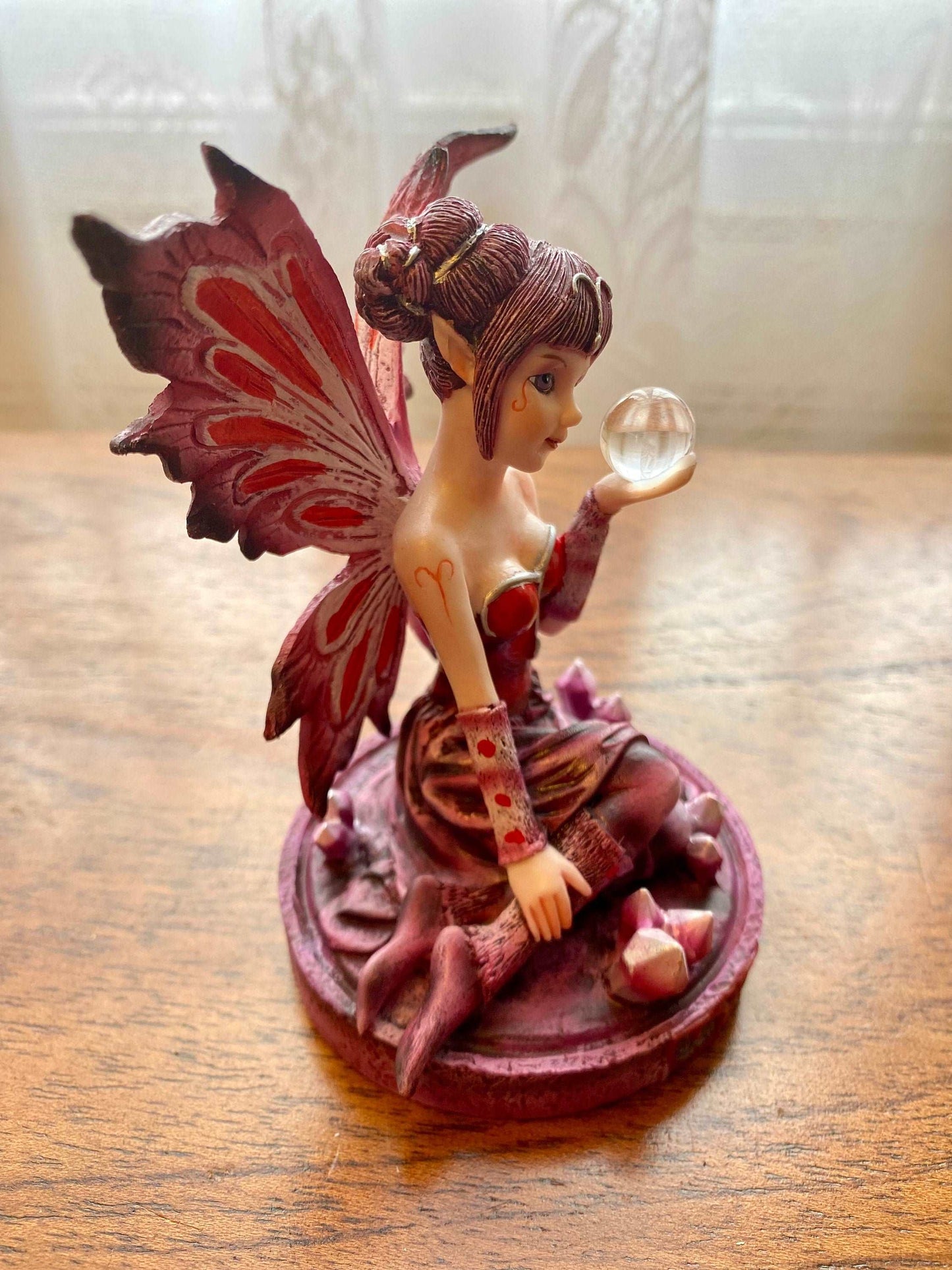 Aries Zodiac Enchantress Fairy Figurine - Mystical Astrological Resin Statue, Passionate Fire Sign Collectible, Dynamic Aries Home Decor-Osiris Craftworks