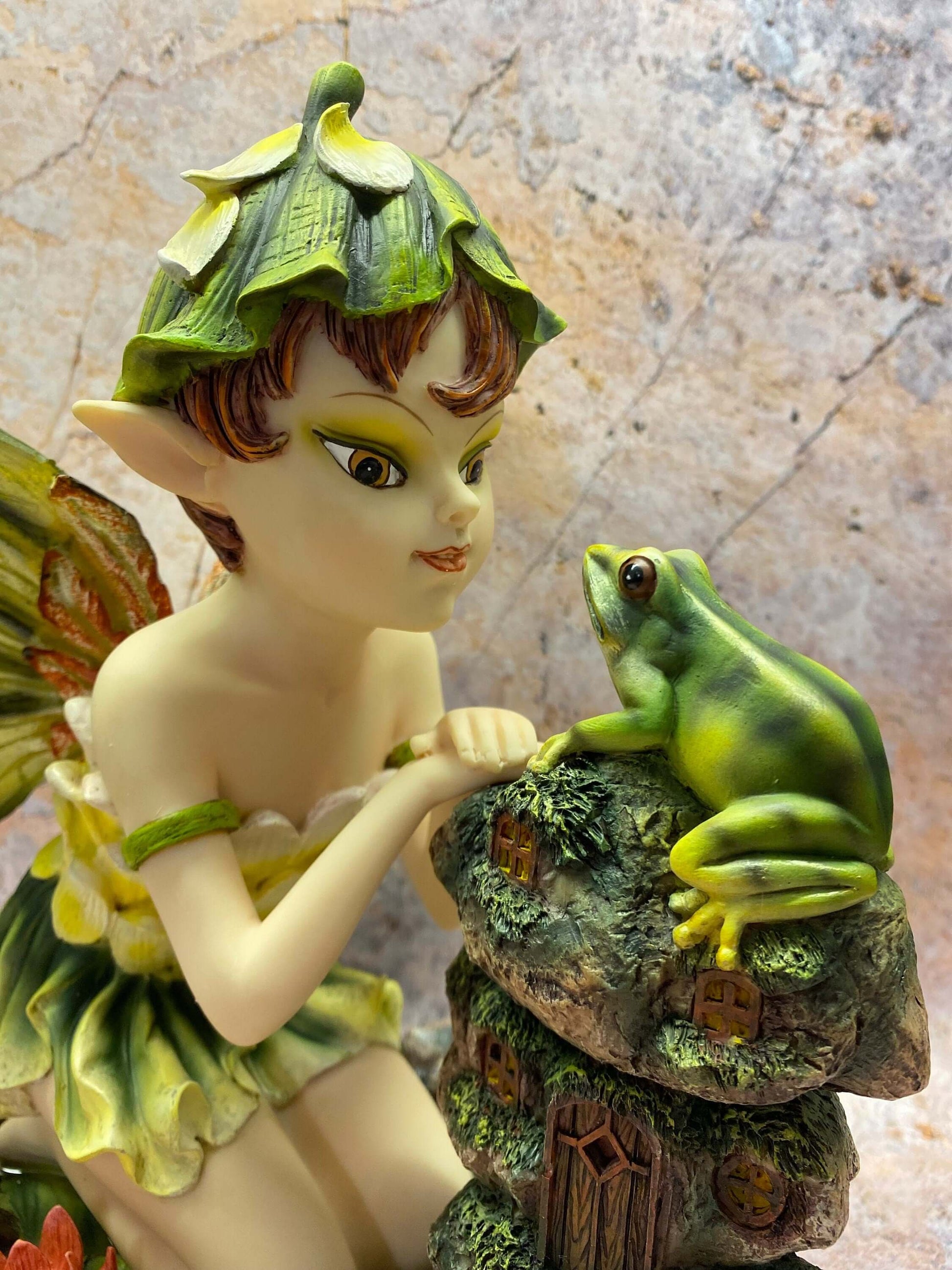 Enchanted Woodland Fairy and Frog Companion Figurine - Whimsical Resin Statue, Nature-Inspired Fantasy Decor, Collectible Fairy Sculpture-Osiris Craftworks