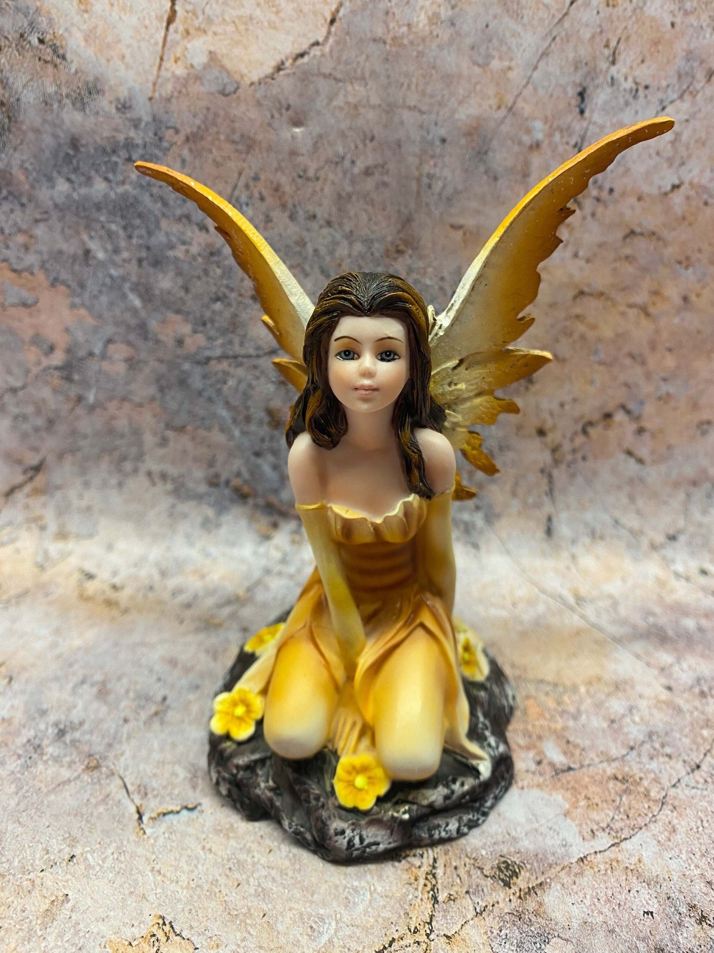 Golden Autumn Fairy Resin Figurine - Sparkling Winged Enchantress Decor, Fantasy Collector's Piece-Osiris Craftworks