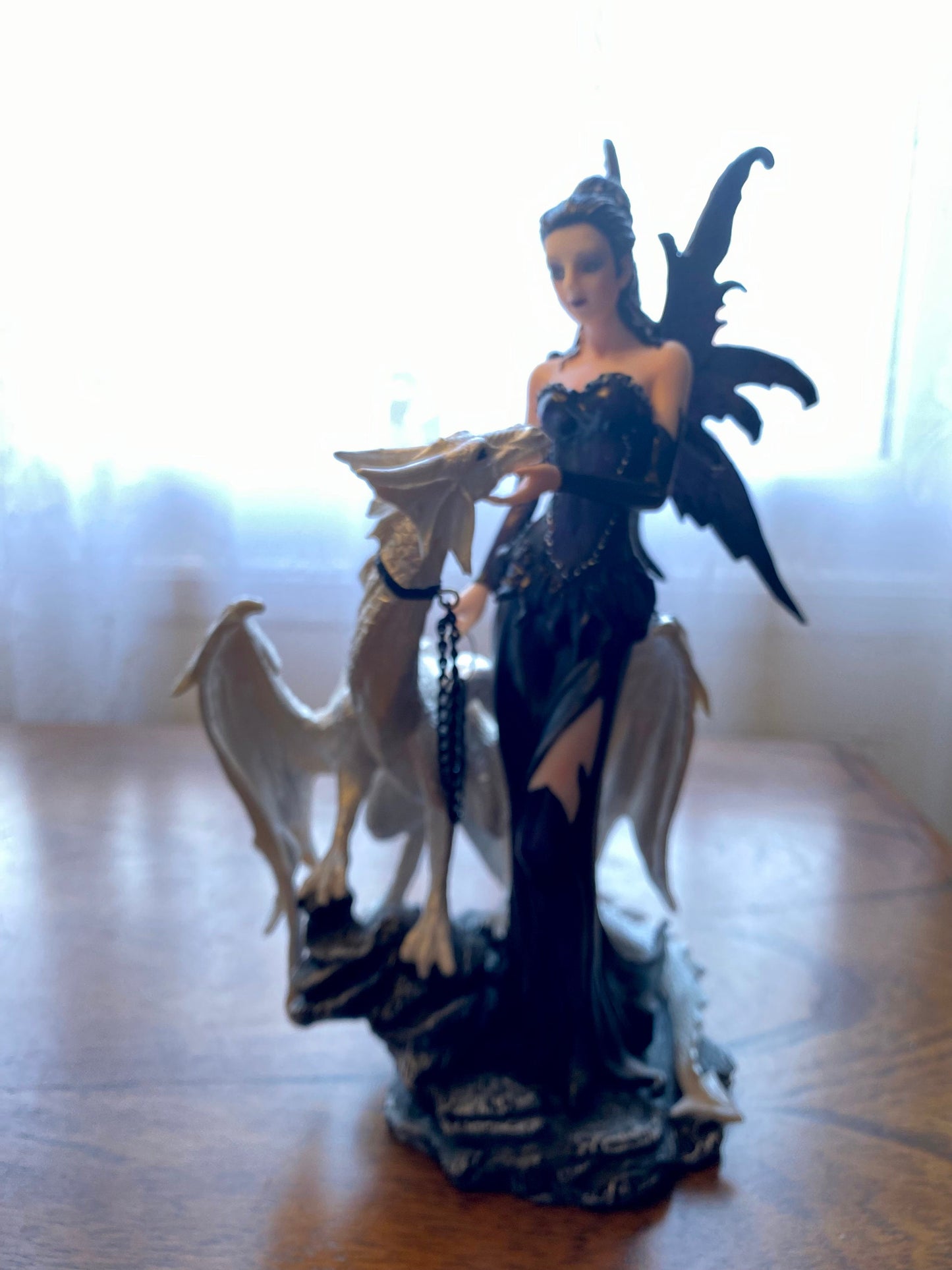 Mystical Fairy and Dragon Statue | Elegant Gothic Fantasy Figurine Resin | Enchanting Sorceress and Mythical Beast Sculpture | Magic Decor-Osiris Craftworks