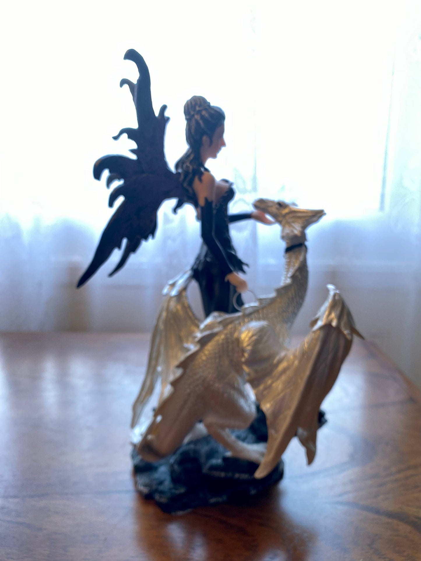 Mystical Fairy and Dragon Statue | Elegant Gothic Fantasy Figurine Resin | Enchanting Sorceress and Mythical Beast Sculpture | Magic Decor-Osiris Craftworks