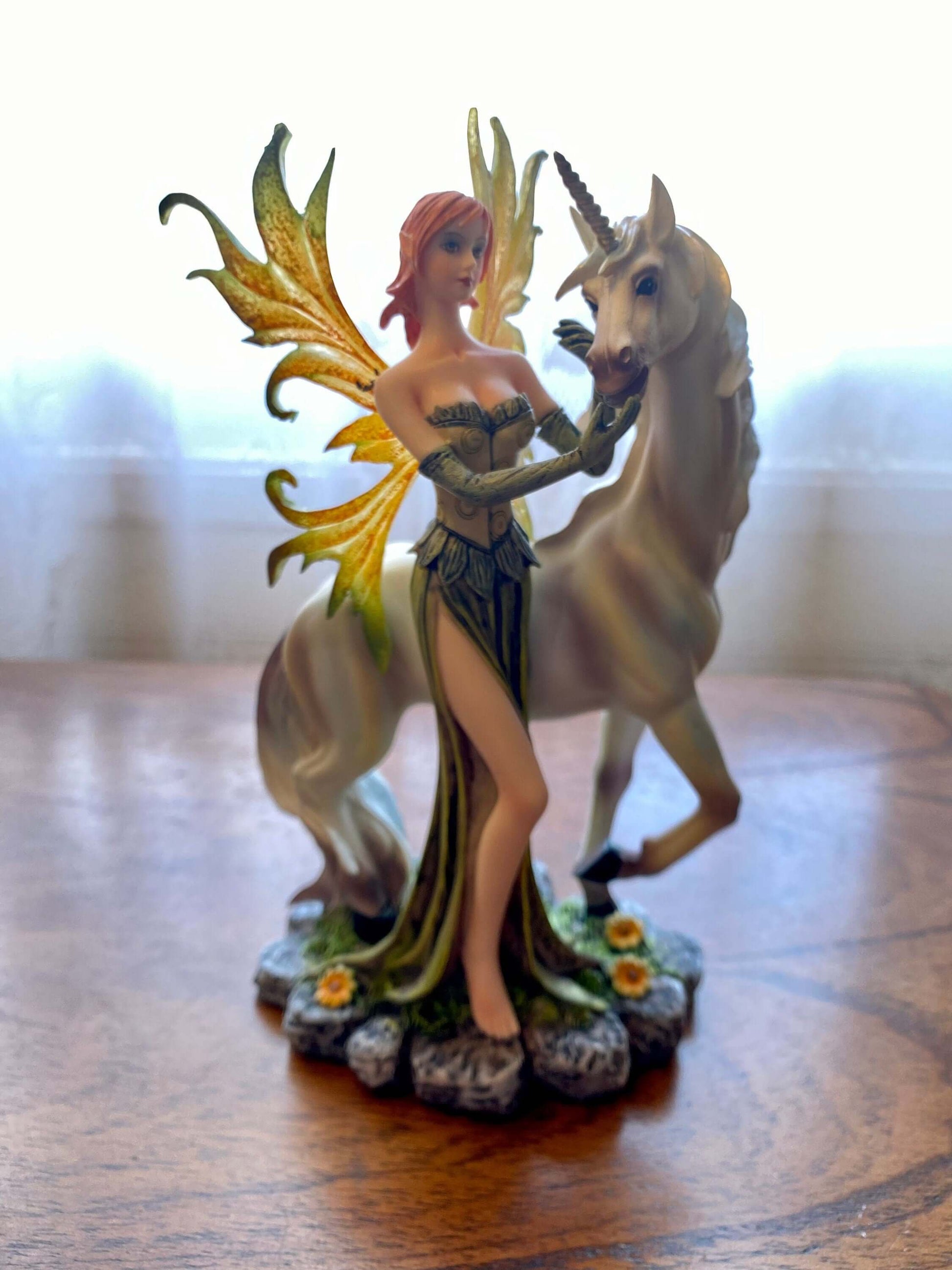 Enchanted Forest Fairy and Majestic Unicorn Resin Statue, Mystical Fantasy Decor, Whimsical Figurine, Magical Home Ornament"-Osiris Craftworks