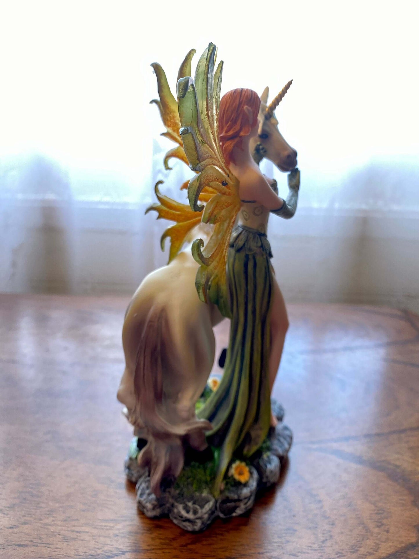 Enchanted Forest Fairy and Majestic Unicorn Resin Statue, Mystical Fantasy Decor, Whimsical Figurine, Magical Home Ornament"-Osiris Craftworks