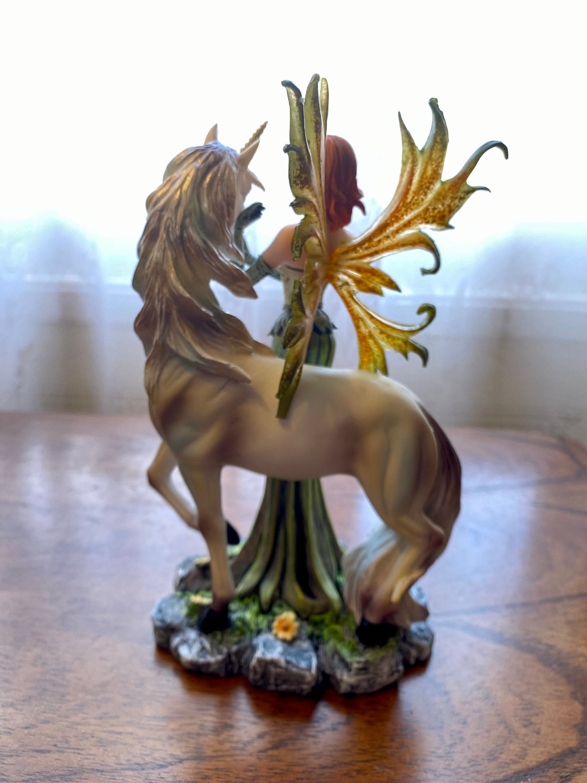 Enchanted Forest Fairy and Majestic Unicorn Resin Statue, Mystical Fantasy Decor, Whimsical Figurine, Magical Home Ornament"-Osiris Craftworks