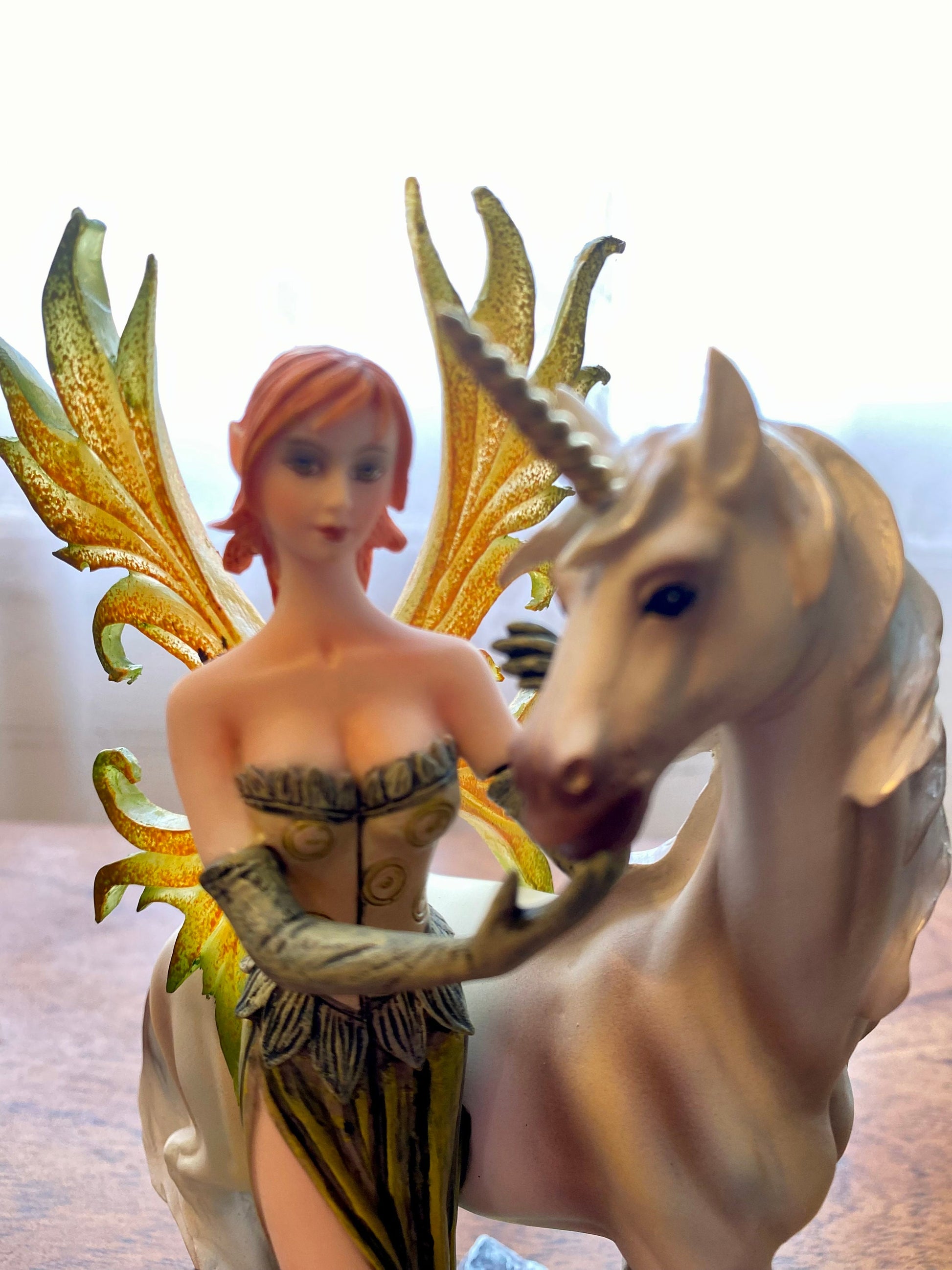 Enchanted Forest Fairy and Majestic Unicorn Resin Statue, Mystical Fantasy Decor, Whimsical Figurine, Magical Home Ornament"-Osiris Craftworks