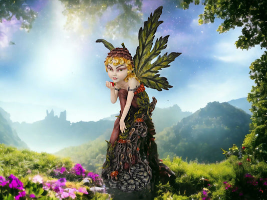 Enchanted Autumn Pixie Fairy Statue - Large Resin Figurine, Woodland Sprite Sculpture, Fantasy Art Collectible, Nature Home Decor-Osiris Craftworks