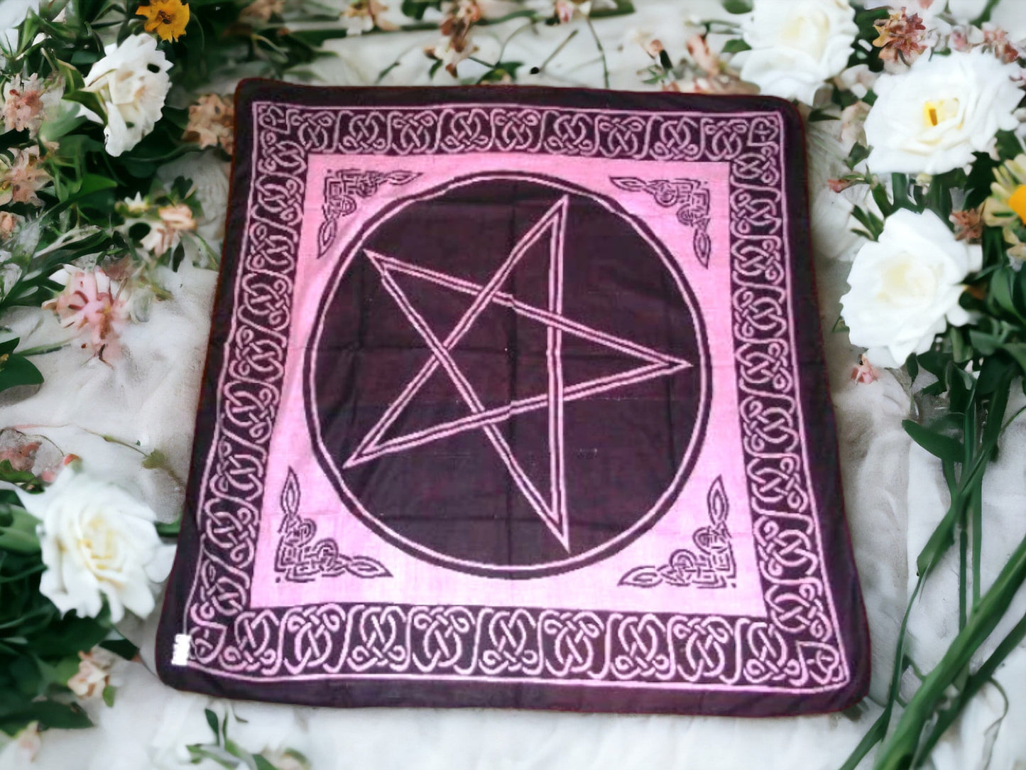 Mystic Pentagram Altar Cloth | 100% Cotton Wiccan Tarot Fabric | Magical Pagan Ritual Cover | 100cm Handcrafted Design-Osiris Craftworks