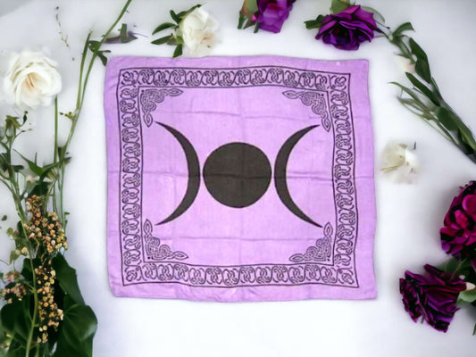 Triple Moon Goddess Altar Cloth | Wiccan Tarot Ritual Mat | Pagan Spiritual Table Cover | Mystical Circle Wall Tapestry |Sacred Space Linen-Osiris Craftworks