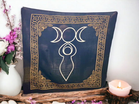 Mystical Triple Moon Altar Cloth | Handcrafted Quality Rayon | Enchanting Wall Decor | Celestial Energy Tapestry-Osiris Craftworks