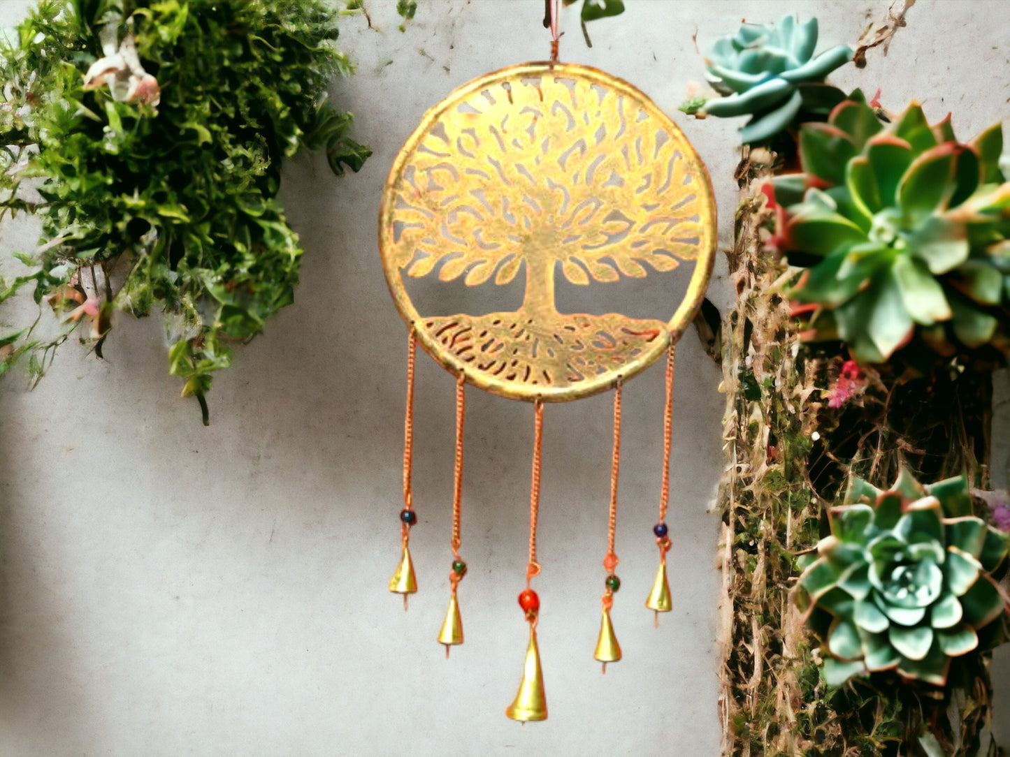 Harmonious Tree of Life Wind Chime, Artisanal Metal Wall Hanging with Cascading Bells, Serene Decor for Mindfulness, Enchanting Patio Accent-Osiris Craftworks