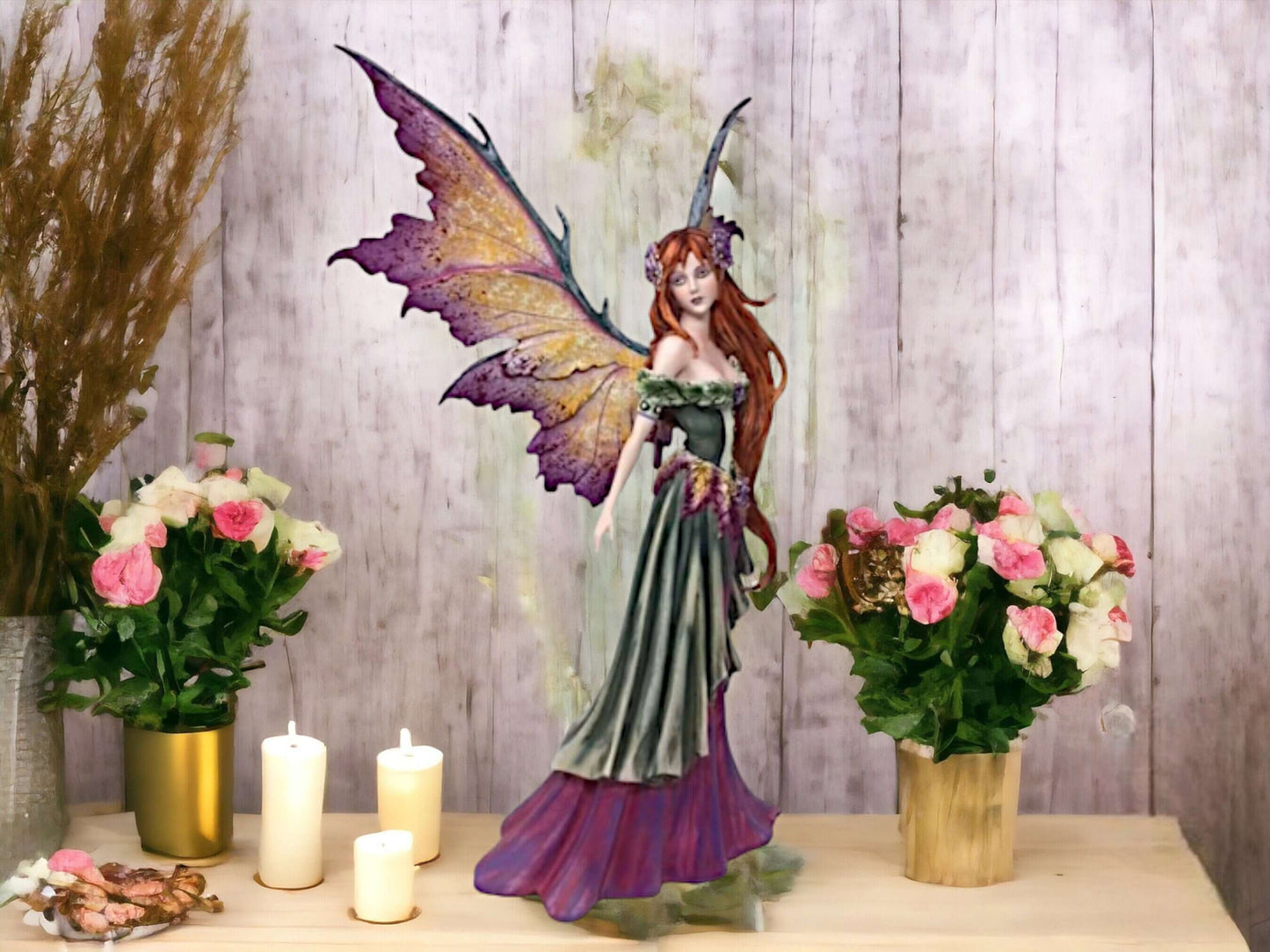 Enchanting Spring Fairy Resin Statue - Large Mythical Figurine, Handcrafted Fantasy Decor, Artisanal Winged Creature, Collectible Art, 46cm-Osiris Craftworks