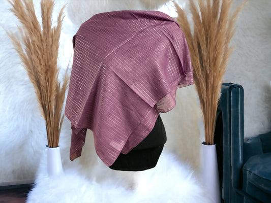 Elegant Mauve Cotton Scarf - Shimmering Lightweight Shawl - Versatile Fashion Accessory - Perfect for All Seasons - 100cm x 100cm-Osiris Craftworks