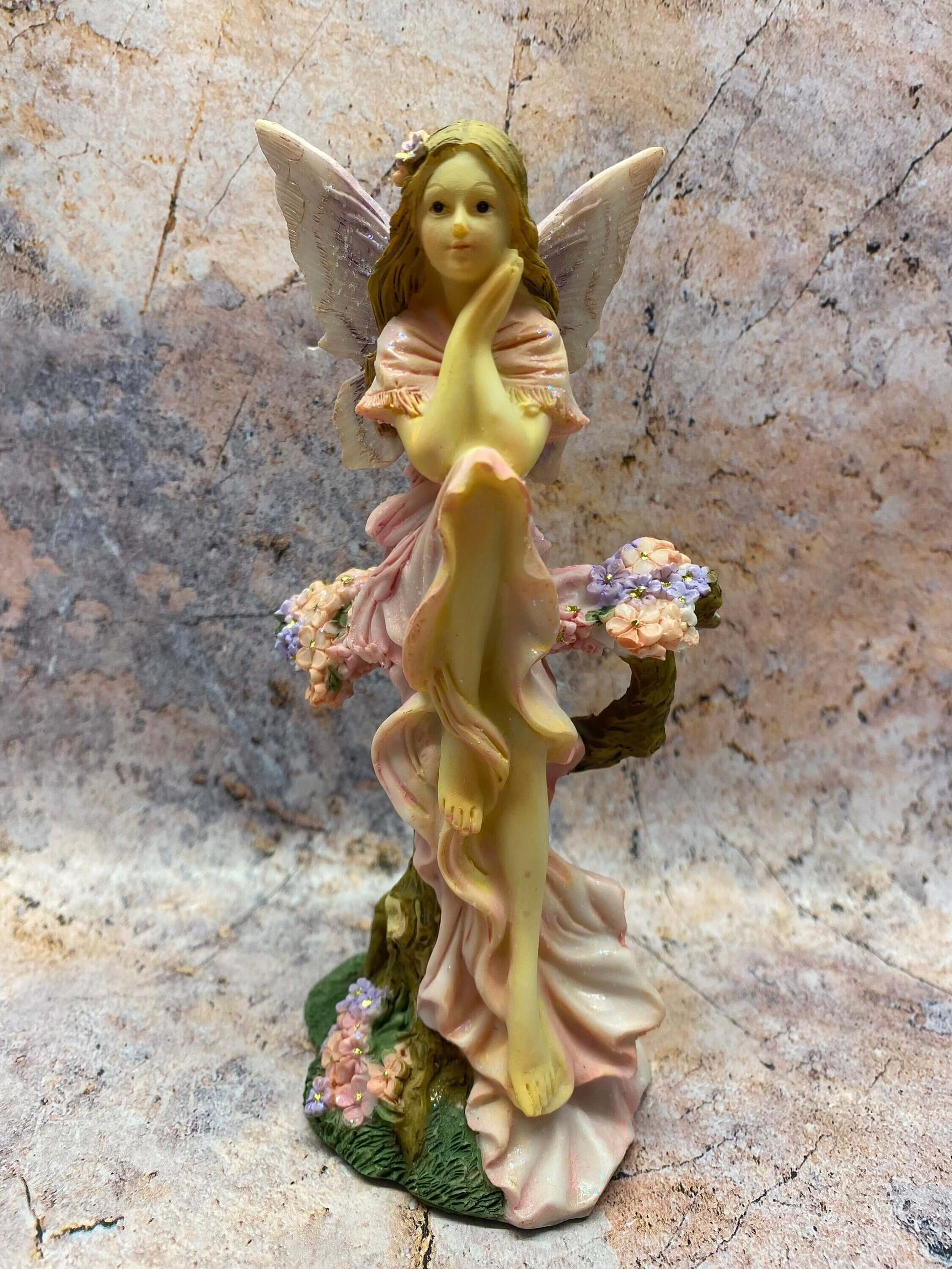 Enchanted Garden Fairy Figurine, Resin Hand-Painted Pink Floral Fantasy Decor, 16cm Mystical Fairy Statue for Home or Gift-Osiris Craftworks