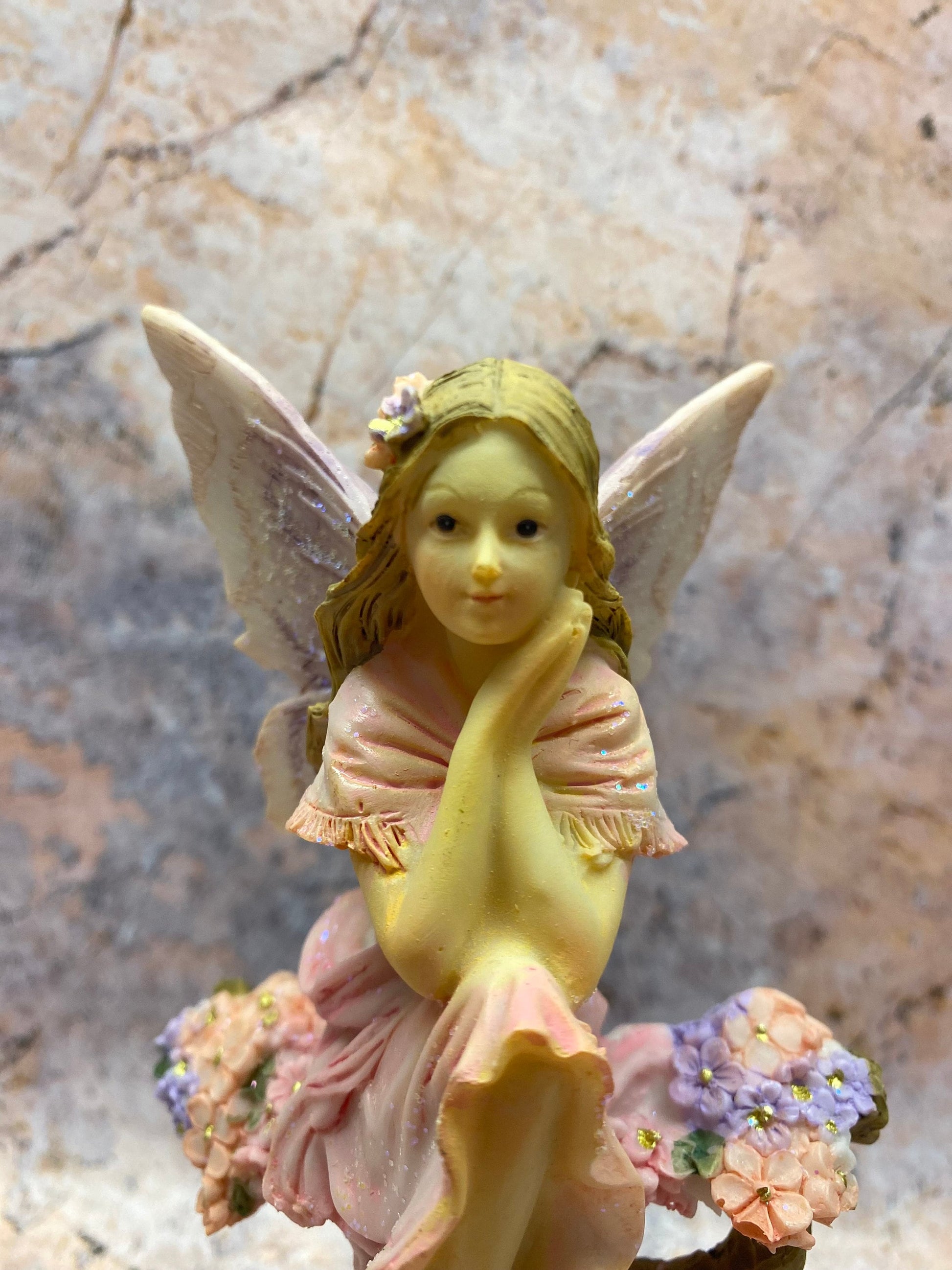 Enchanted Garden Fairy Figurine, Resin Hand-Painted Pink Floral Fantasy Decor, 16cm Mystical Fairy Statue for Home or Gift-Osiris Craftworks