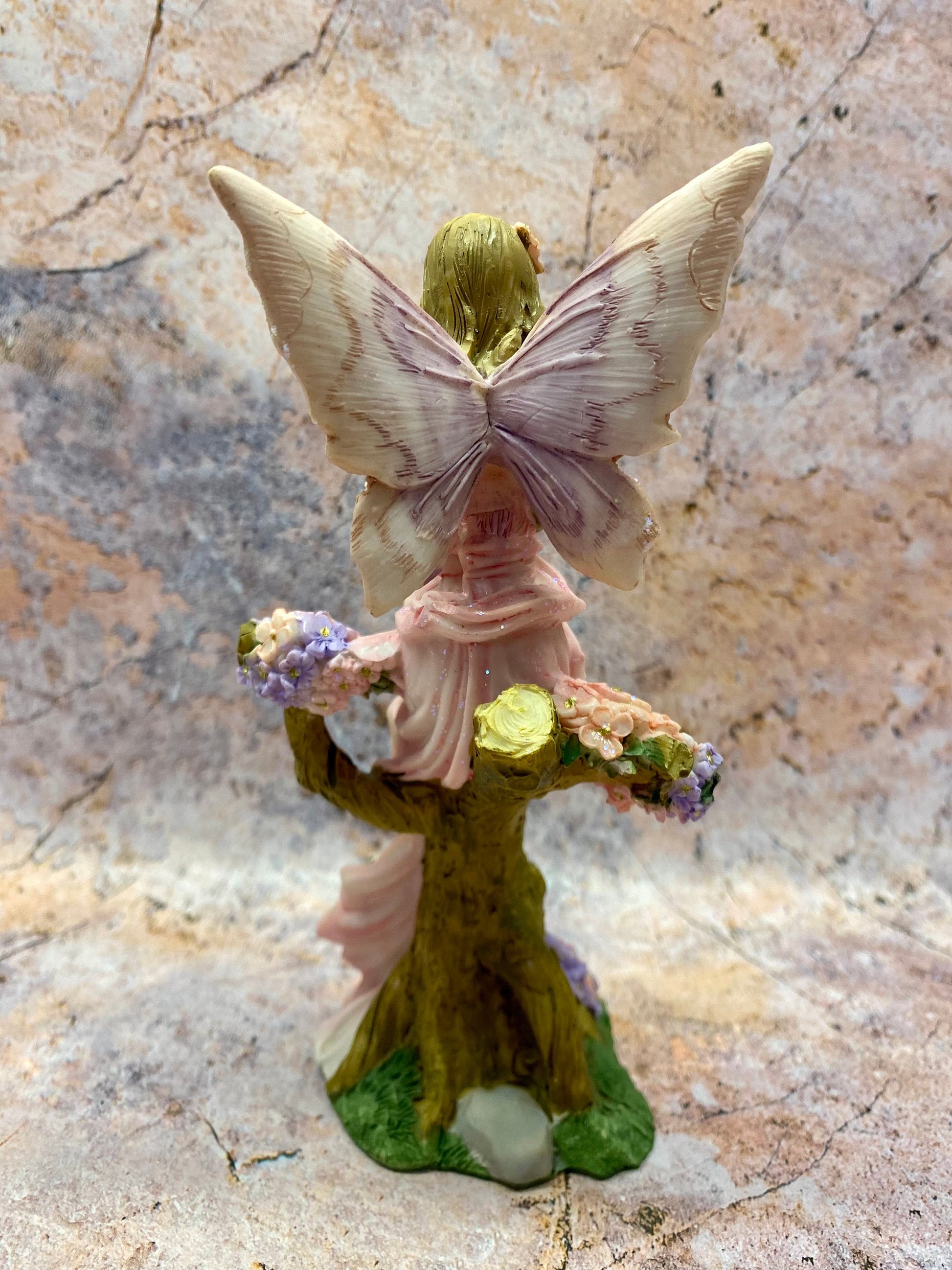 Enchanted Garden Fairy Figurine, Resin Hand-Painted Pink Floral Fantasy Decor, 16cm Mystical Fairy Statue for Home or Gift-Osiris Craftworks