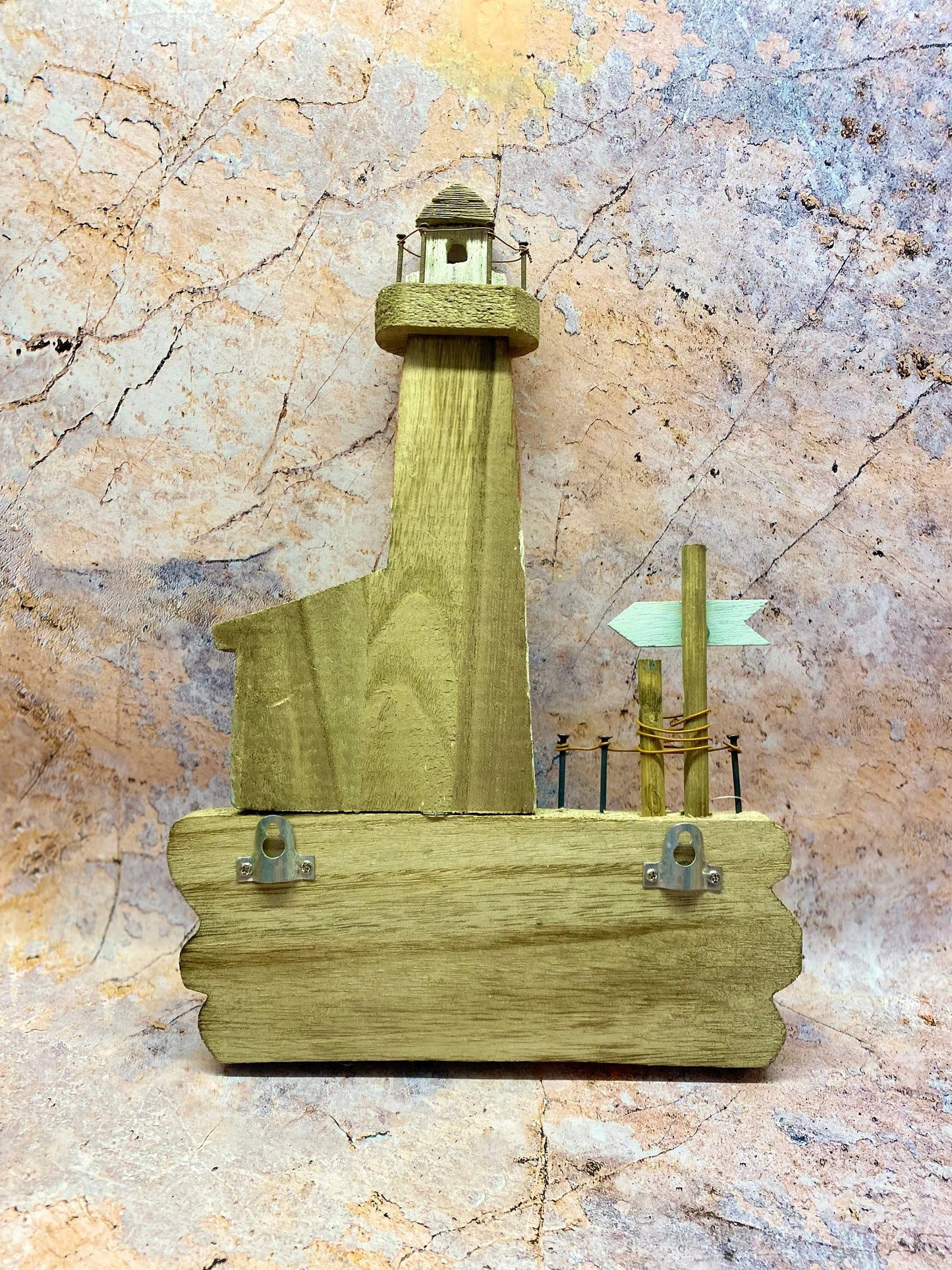 Charming Coastal Lighthouse Key Holder – Reclaimed Wood Nautical Wall Decor with Hooks