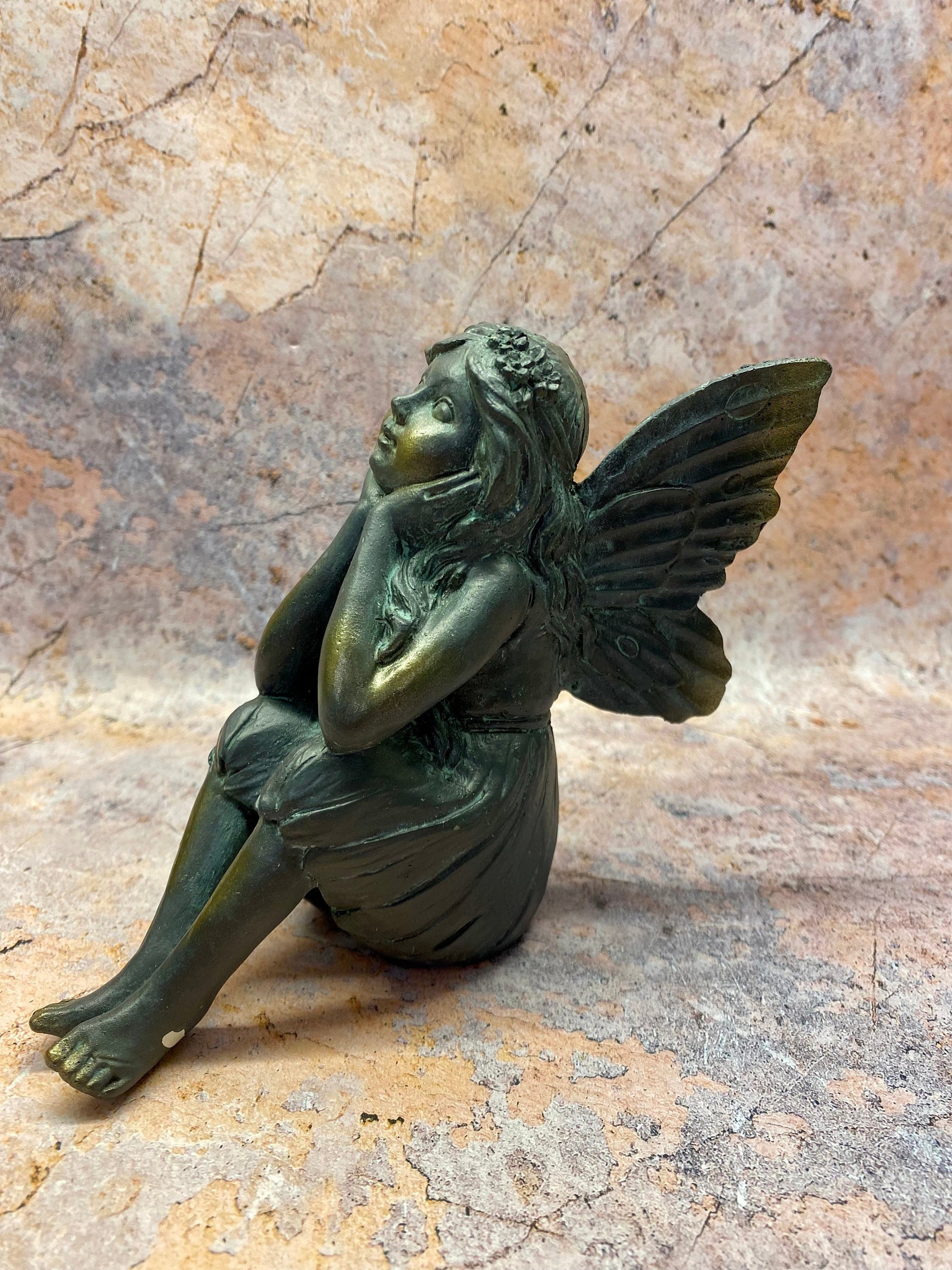 Thoughtful Garden Fairy Resin Statue, 14cm – Enchanting Contemplative Fairy Figurine for Home and Garden-Osiris Craftworks