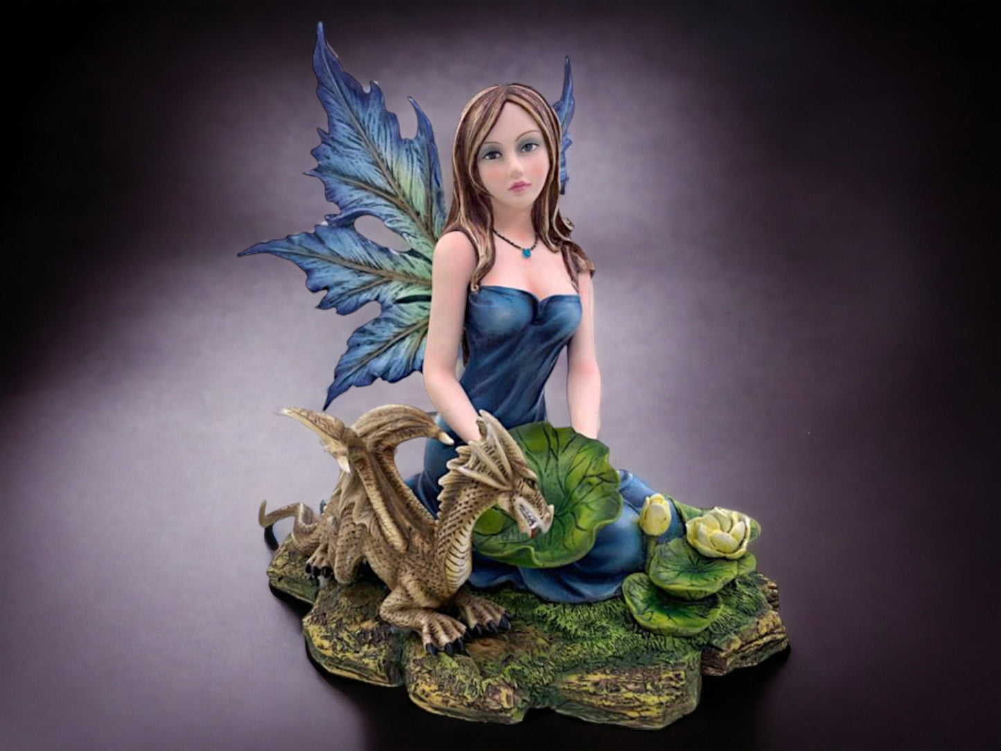 Enchantress of the Verdant Realm - Resin Fairy with Guardian Dragon Figurine, Mystical Fantasy Sculpture, Magical Creature Decor-Osiris Craftworks