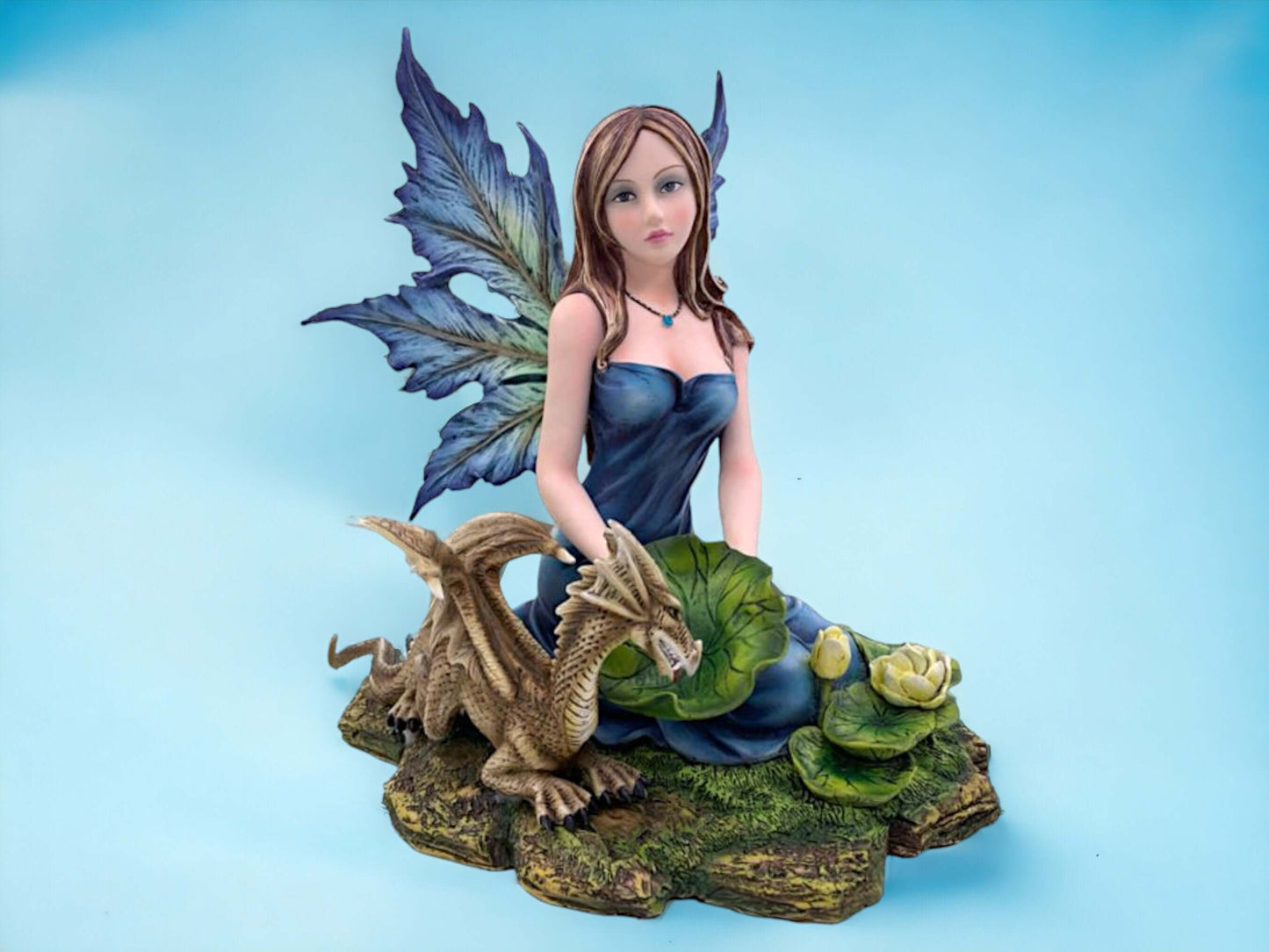 Enchantress of the Verdant Realm - Resin Fairy with Guardian Dragon Figurine, Mystical Fantasy Sculpture, Magical Creature Decor-Osiris Craftworks