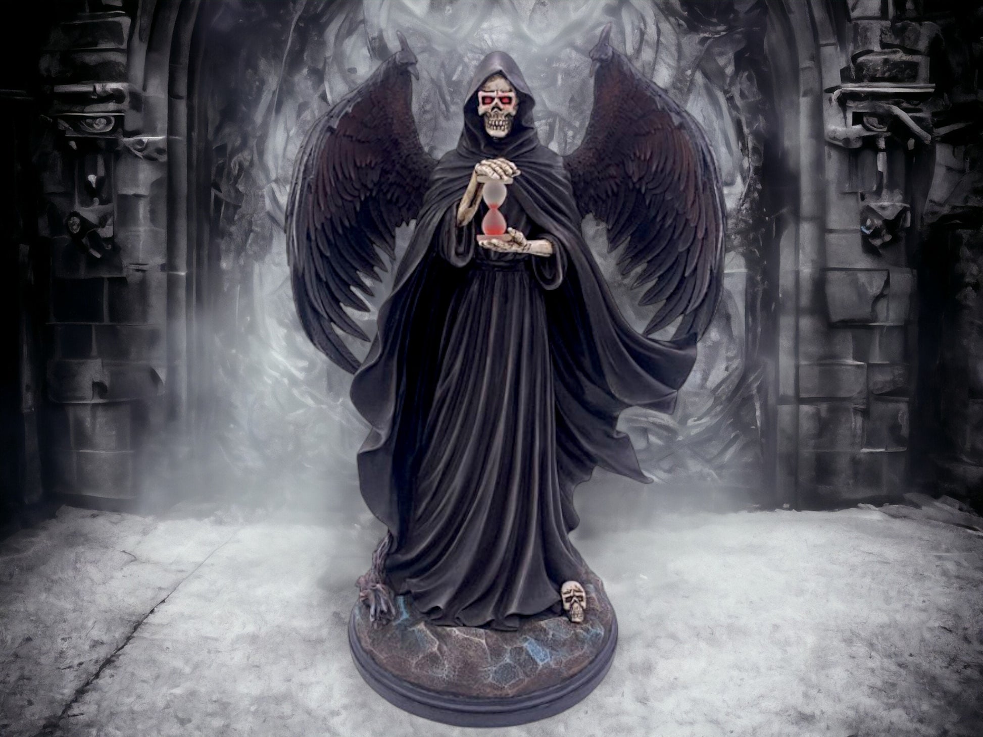 Ominous Angel of Death Statue - Spectral Reaper with Wings - Gothic Art Figure - Mysterious Dark Decor - Supernatural Guardian Sculpture-Osiris Craftworks