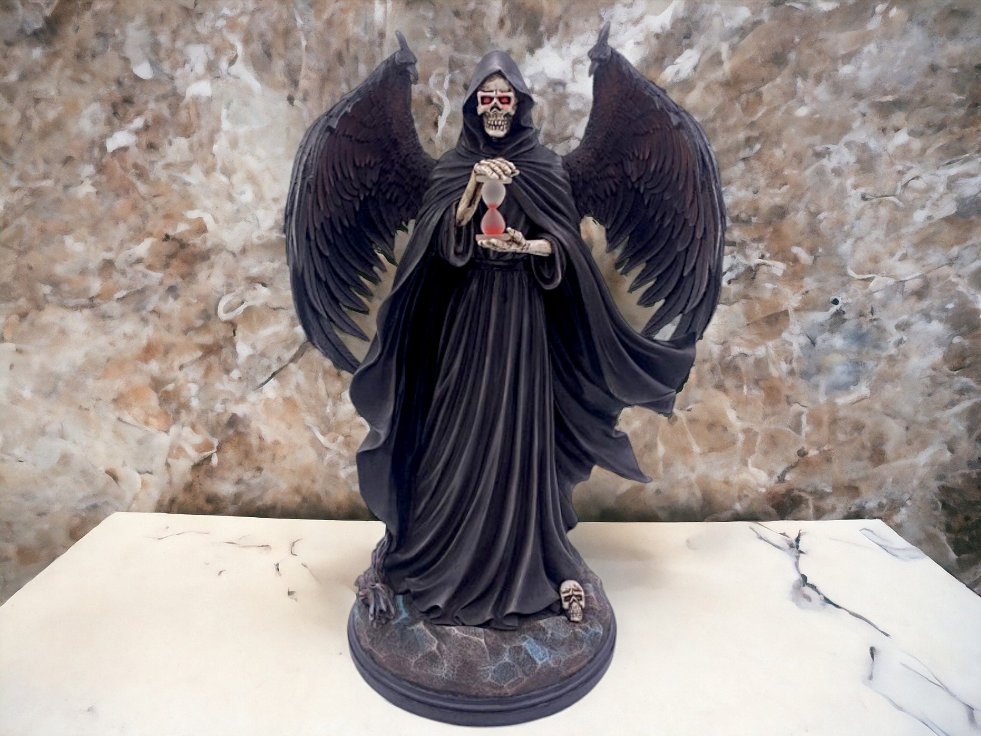 Ominous Angel of Death Statue - Spectral Reaper with Wings - Gothic Art Figure - Mysterious Dark Decor - Supernatural Guardian Sculpture-Osiris Craftworks