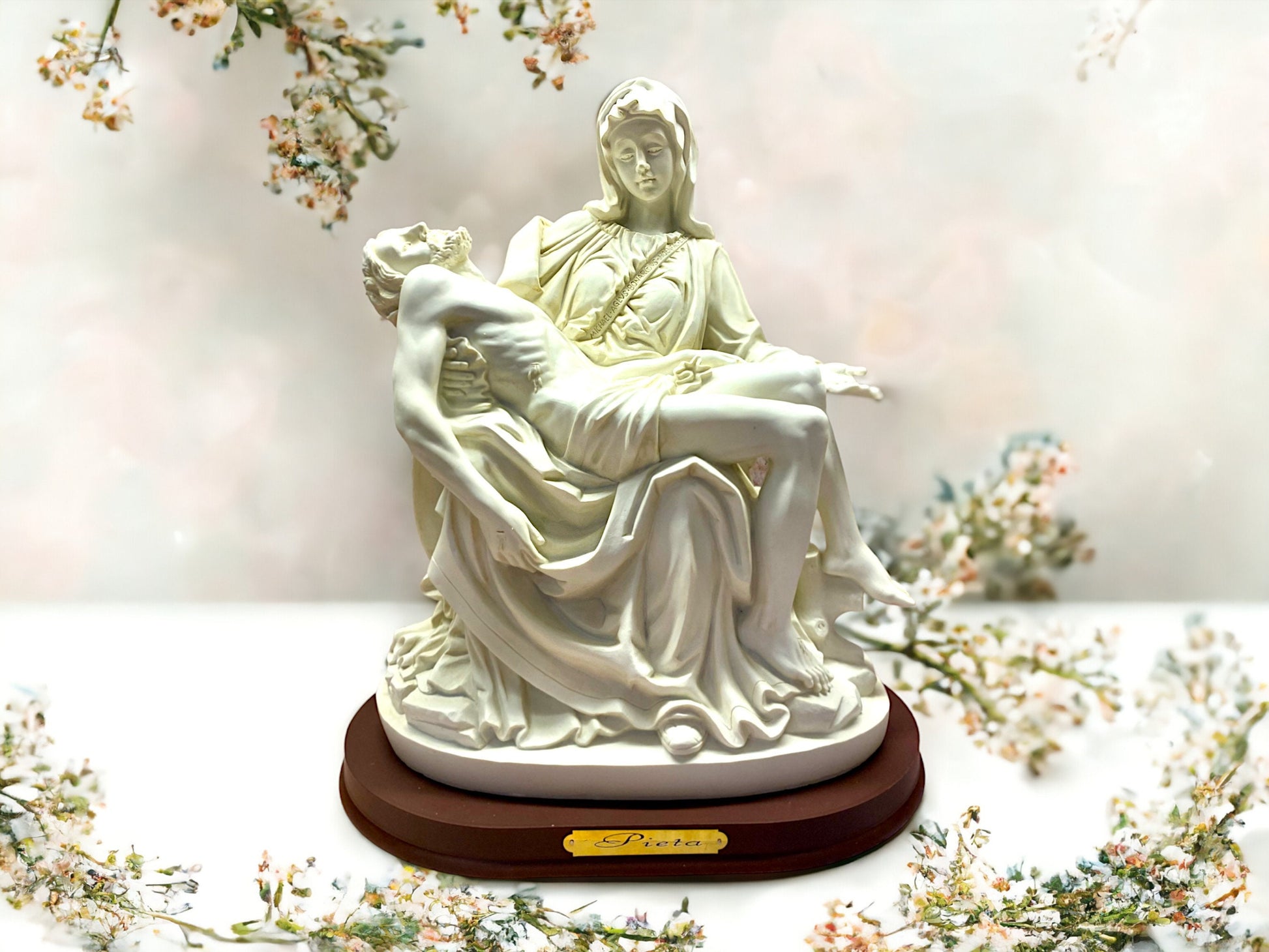 Sacred La Pieta Fine Art Replica, Resin Michelangelo Inspired Sculpture, Spiritual Christian Decor, Serene Madonna and Child Figurine-Osiris Craftworks