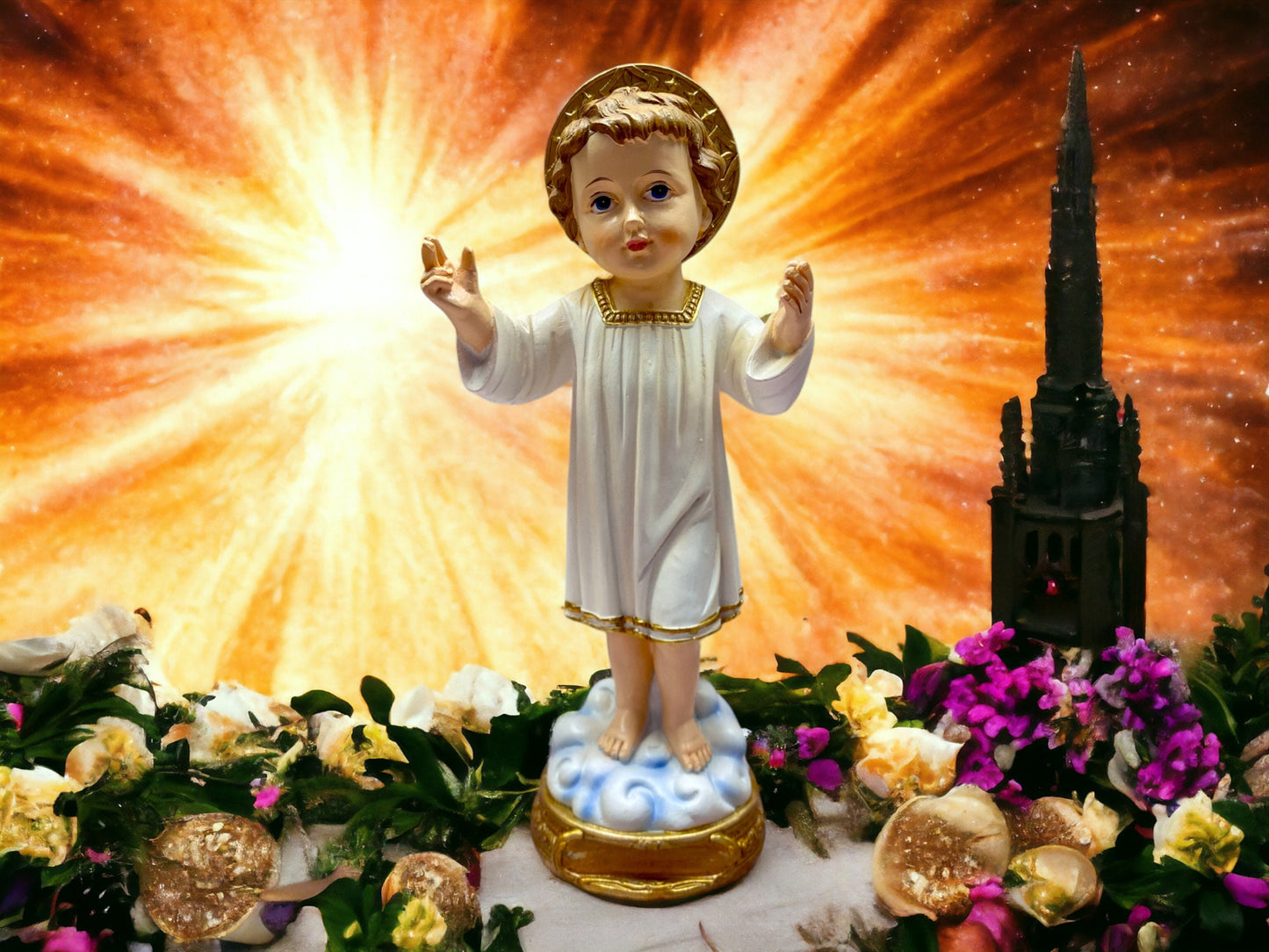 Divine Child Jesus Resin Statue, Blessed Christ Child Figurine for Spiritual Decor, Christian Faith Ornament, Religious Art Collectible 24cm-Osiris Craftworks