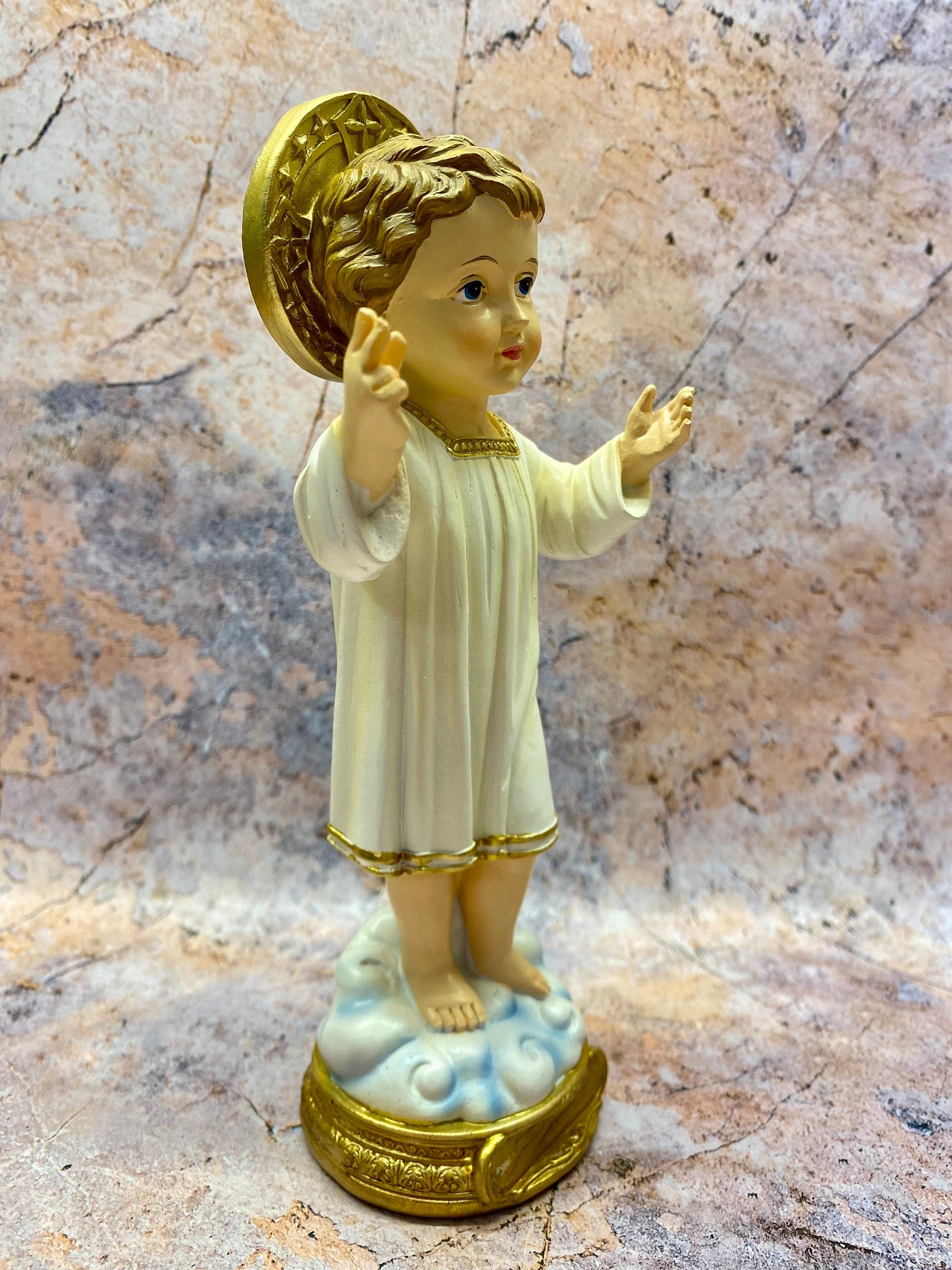 Divine Child Jesus Resin Statue, Blessed Christ Child Figurine for Spiritual Decor, Christian Faith Ornament, Religious Art Collectible 24cm-Osiris Craftworks