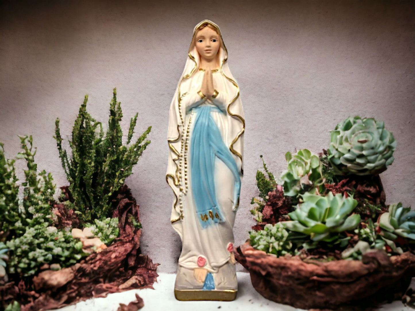 Serene Our Lady of Lourdes Statue, Elegantly Crafted Virgin Mary Resin Figure, Inspirational Christian Home Decor-Osiris Craftworks